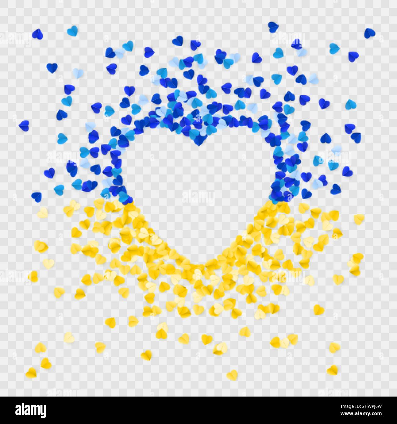 No War modello bandiera Ucraina blu e gialla in cuore silhouette. Concetto di libertà e pace. Fermare la guerra e l'aggressione militare. Illustrazione vettoriale Illustrazione Vettoriale