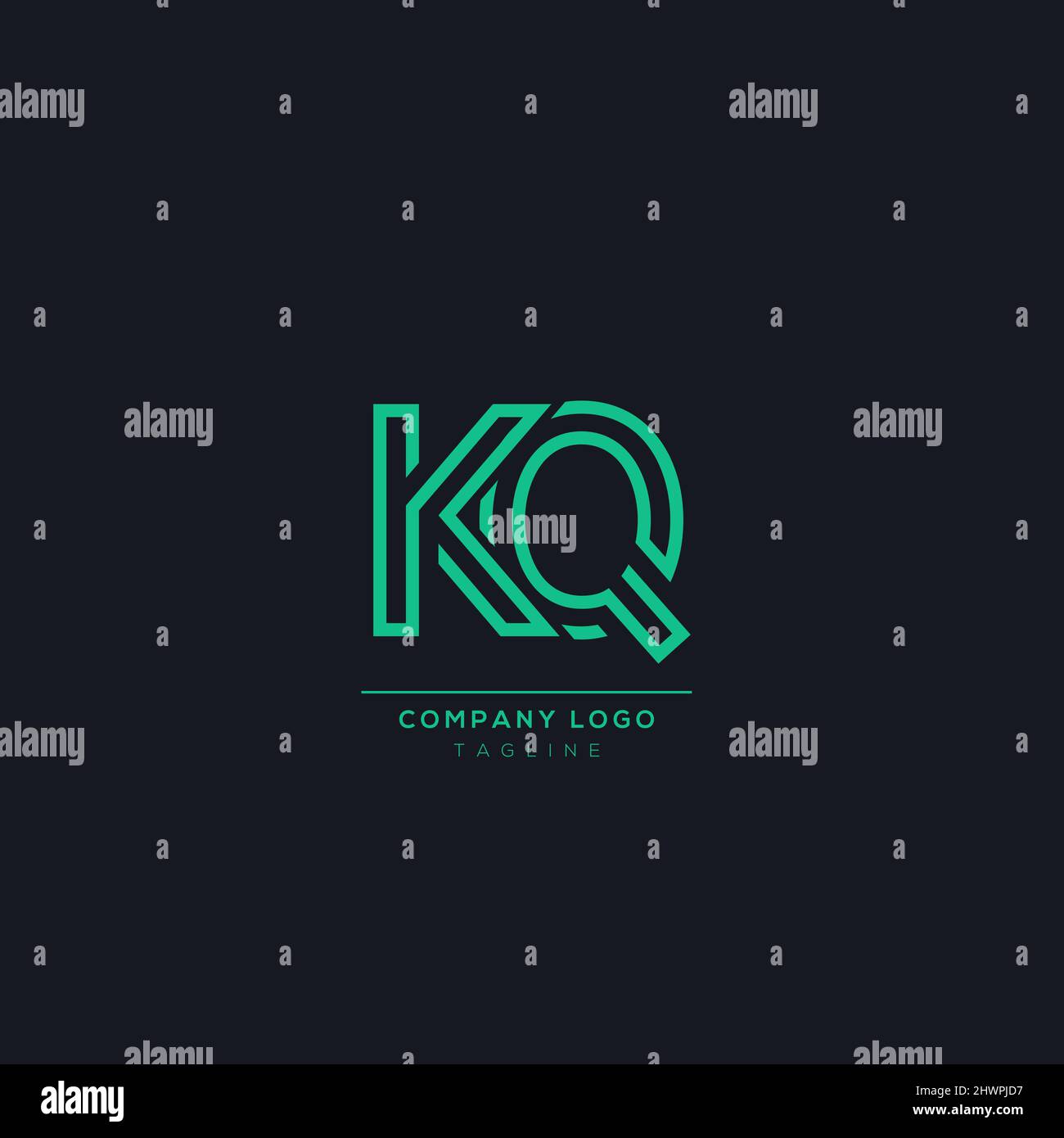 Icona lettera alfabetica logo KQ Illustrazione Vettoriale