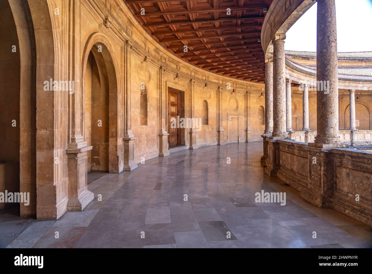 Palast Karls V., Welterbe Alhambra a Granada, Andalusia, spagnolo | Palazzo di Carlo V, patrimonio mondiale dell'Alhambra a Granada, Andalusia, Spagna Foto Stock