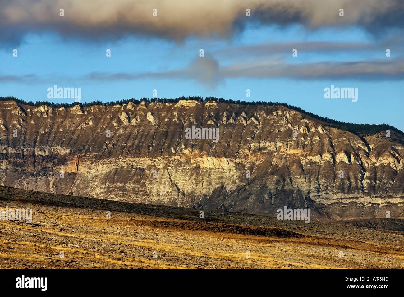 Paesaggio montuoso marrone del Caucaso settentrionale in autunno Foto Stock