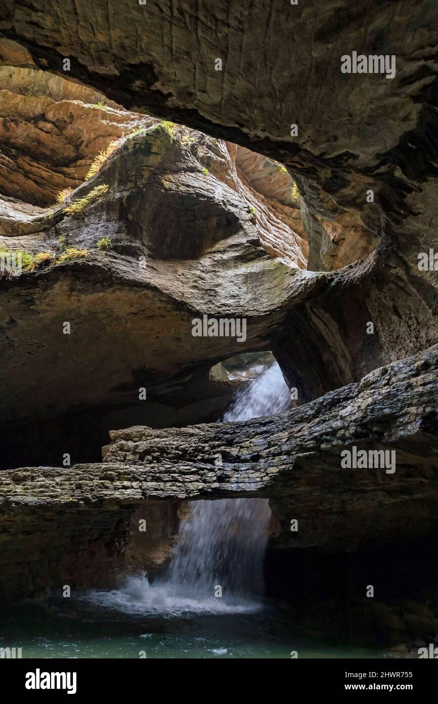 Cascata sotterranea di Saltinsky, Dagestan, Russia Foto Stock