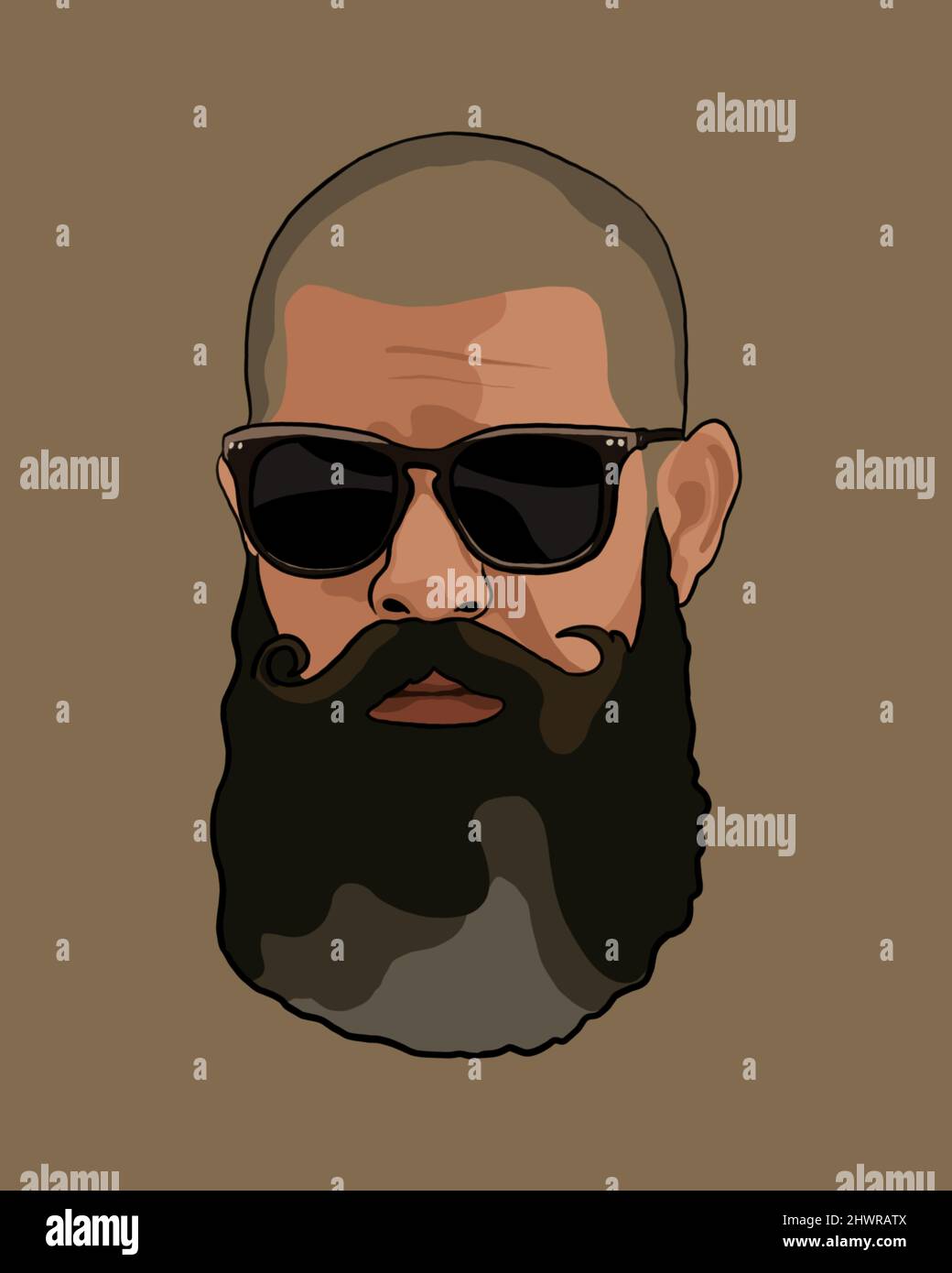 Uomo Hipster con barba e occhiali da sole - sfondo beige Foto stock - Alamy
