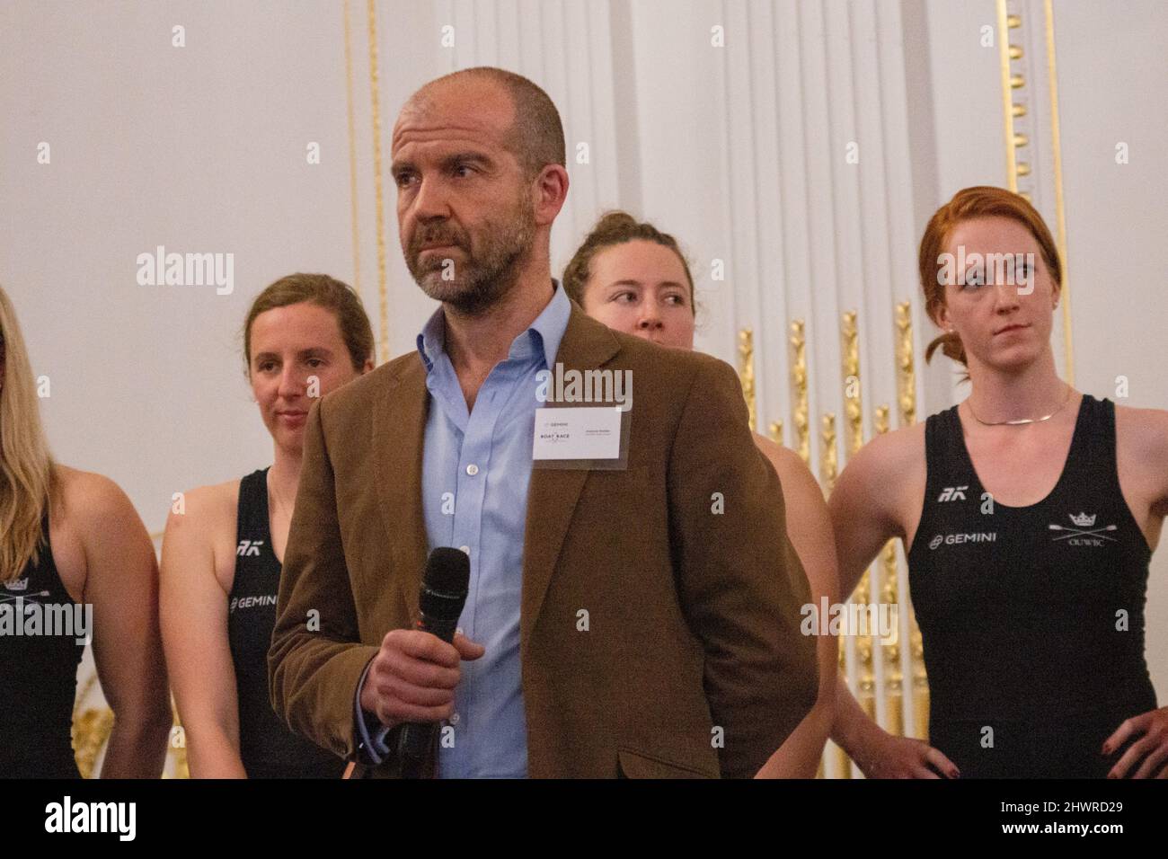 Londra, Regno Unito. 7th Mar 2022. Lancio della Gemini Boat Race Press al Mandarin Orient Hotel. Gli equipaggi di Oxford e Cambridge Mens and Womens hanno incontrato la stampa al Mandarin Oriental Hotel, Knightsbridge, Londra. Credit: Peter Hogan/Alamy Live News Foto Stock