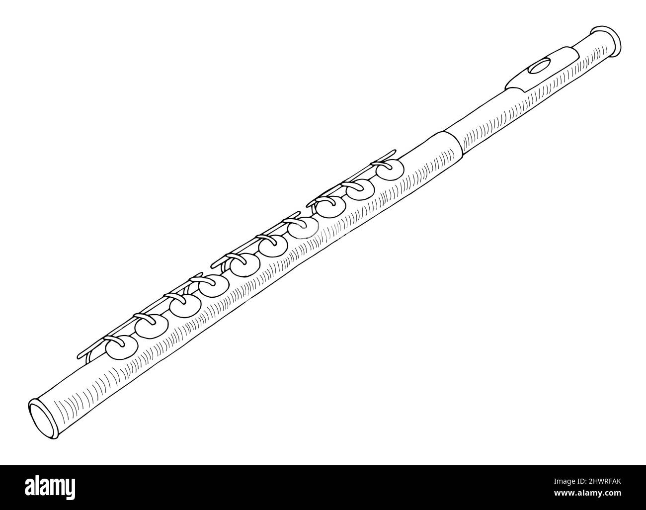 Flauto grafico bianco nero isolato disegno vettore Illustrazione Vettoriale