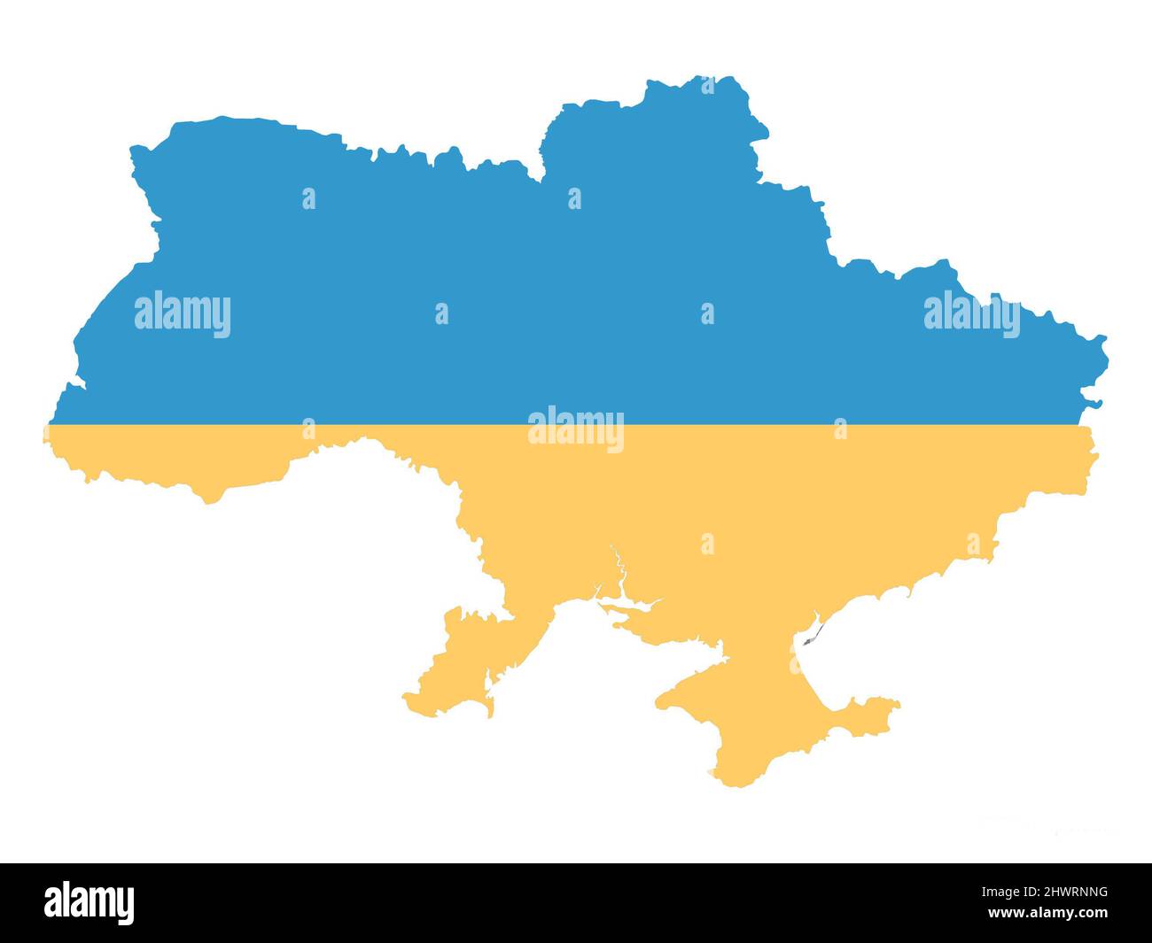 Mappa e bandiera dell'Ucraina su sfondo bianco Foto Stock