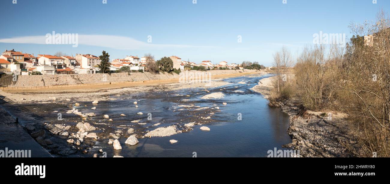 Panorama de la Têt à Perpignan Foto Stock