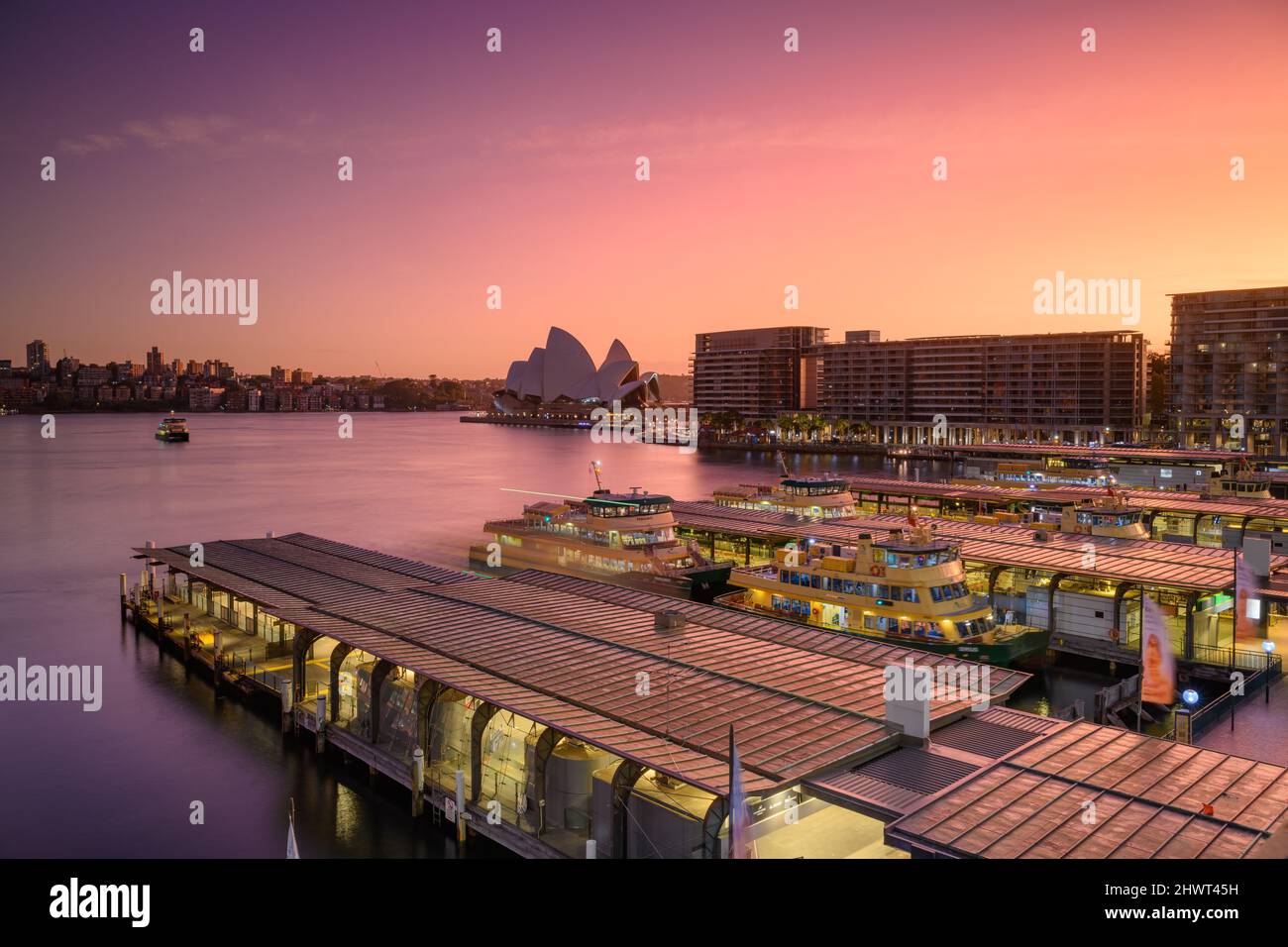 Sydney Harbour all'alba Foto Stock