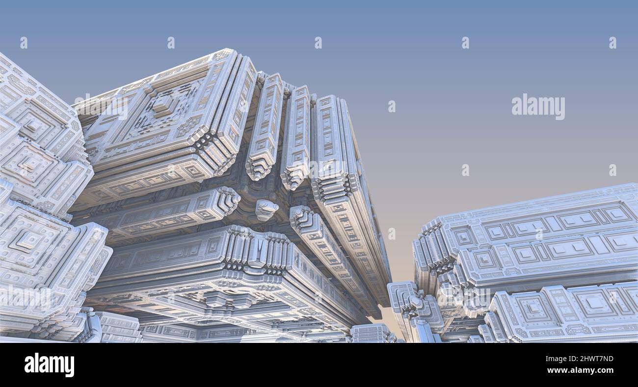 3D Illustrazione di un bel infinito matematico mandelbrot set frattale. Foto Stock