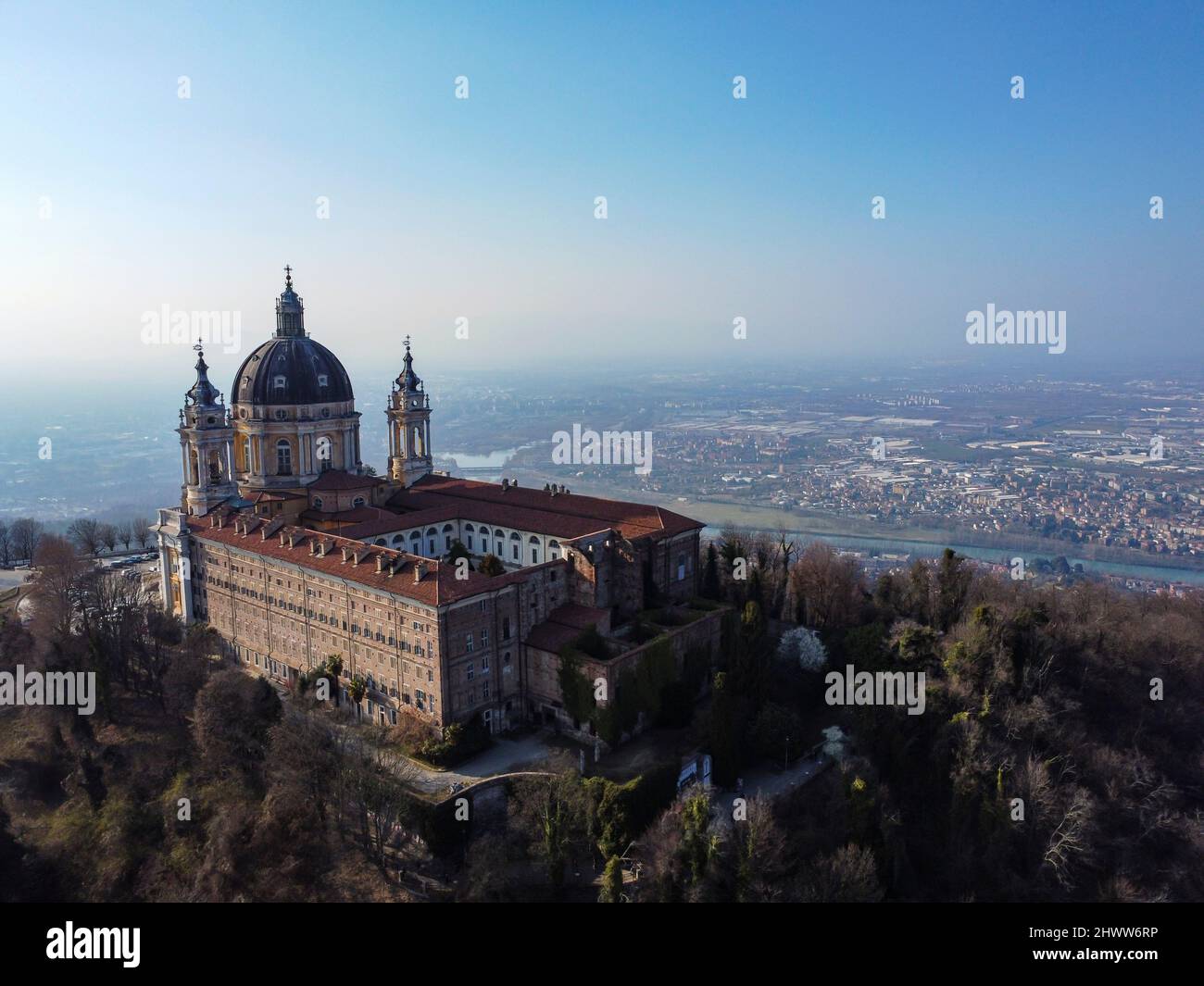 Veduta aerea della Basilica di Superga in Piemonte Foto Stock