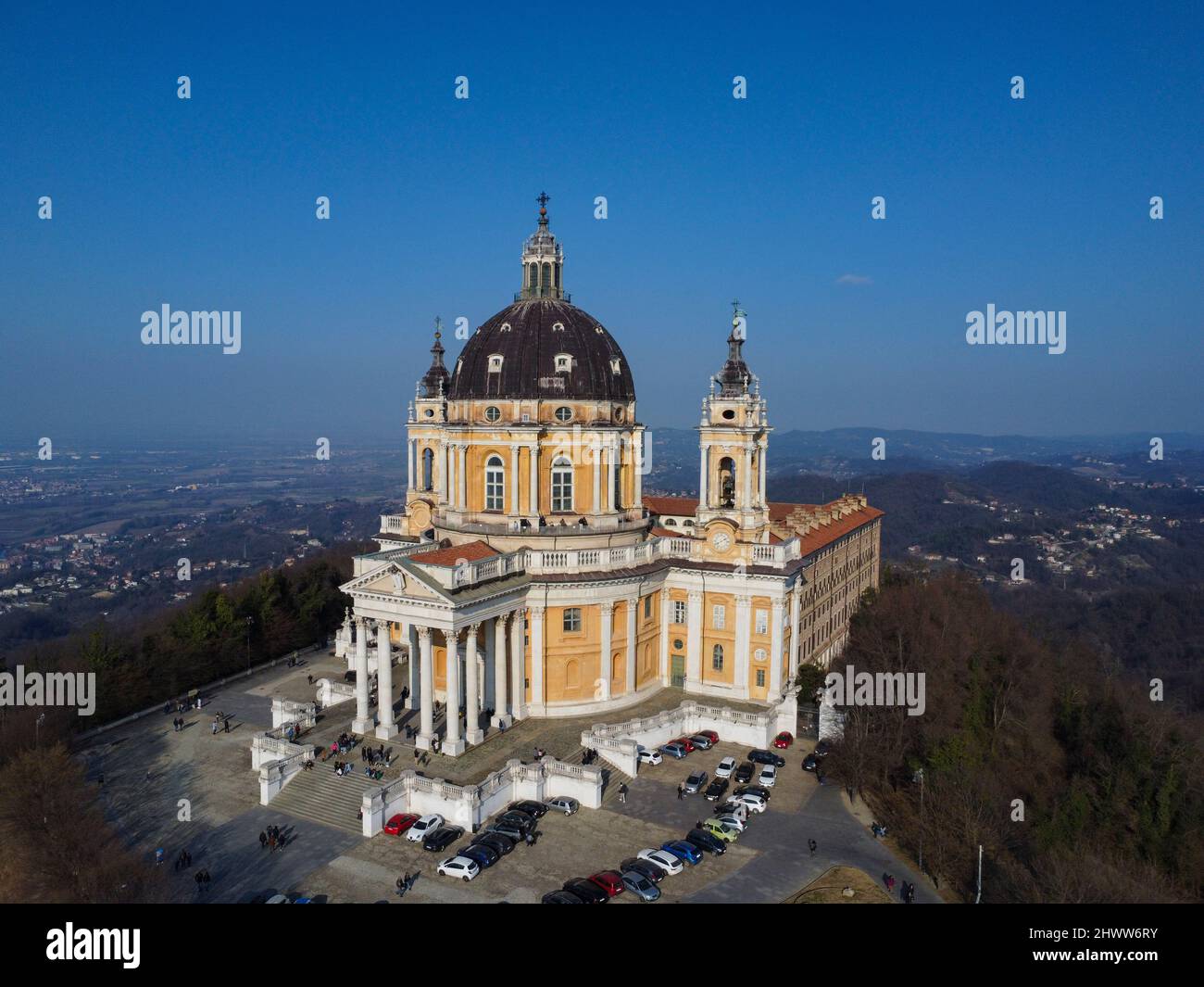 Veduta aerea della Basilica di Superga in Piemonte Foto Stock
