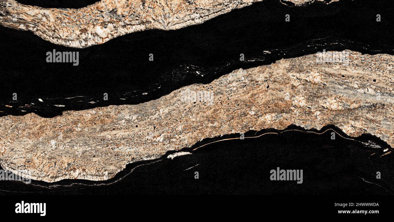 Pietra nera sfondo con texture in marmo, carta da parati e piani di lavoro in marmo nero. Pavimento e piastrelle in marmo nero. Design in marmo ceramico. Foto Stock