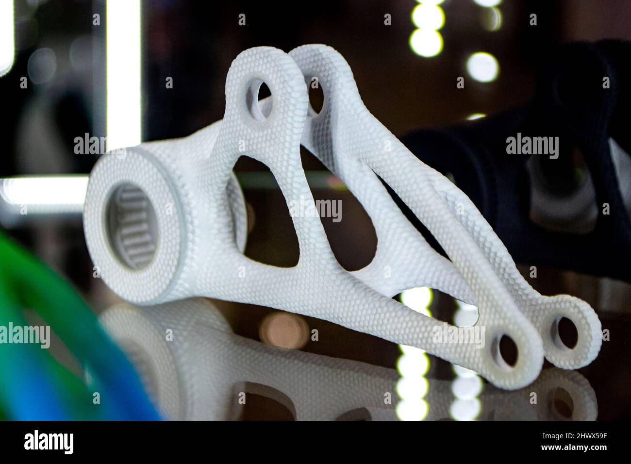 Modello in plastica Abstract bianco stampato su stampante in polvere 3D. Foto Stock