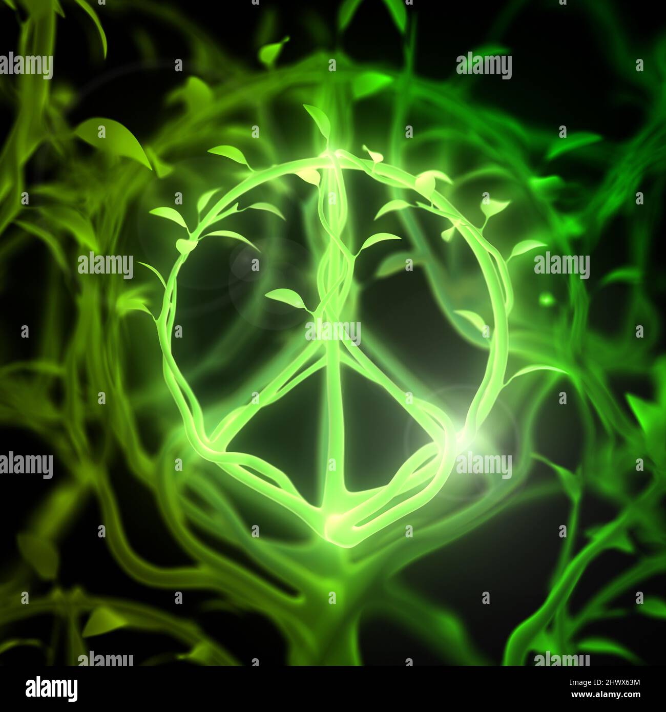 Simbolo della pace e degli alberi - 3D rendering Foto Stock