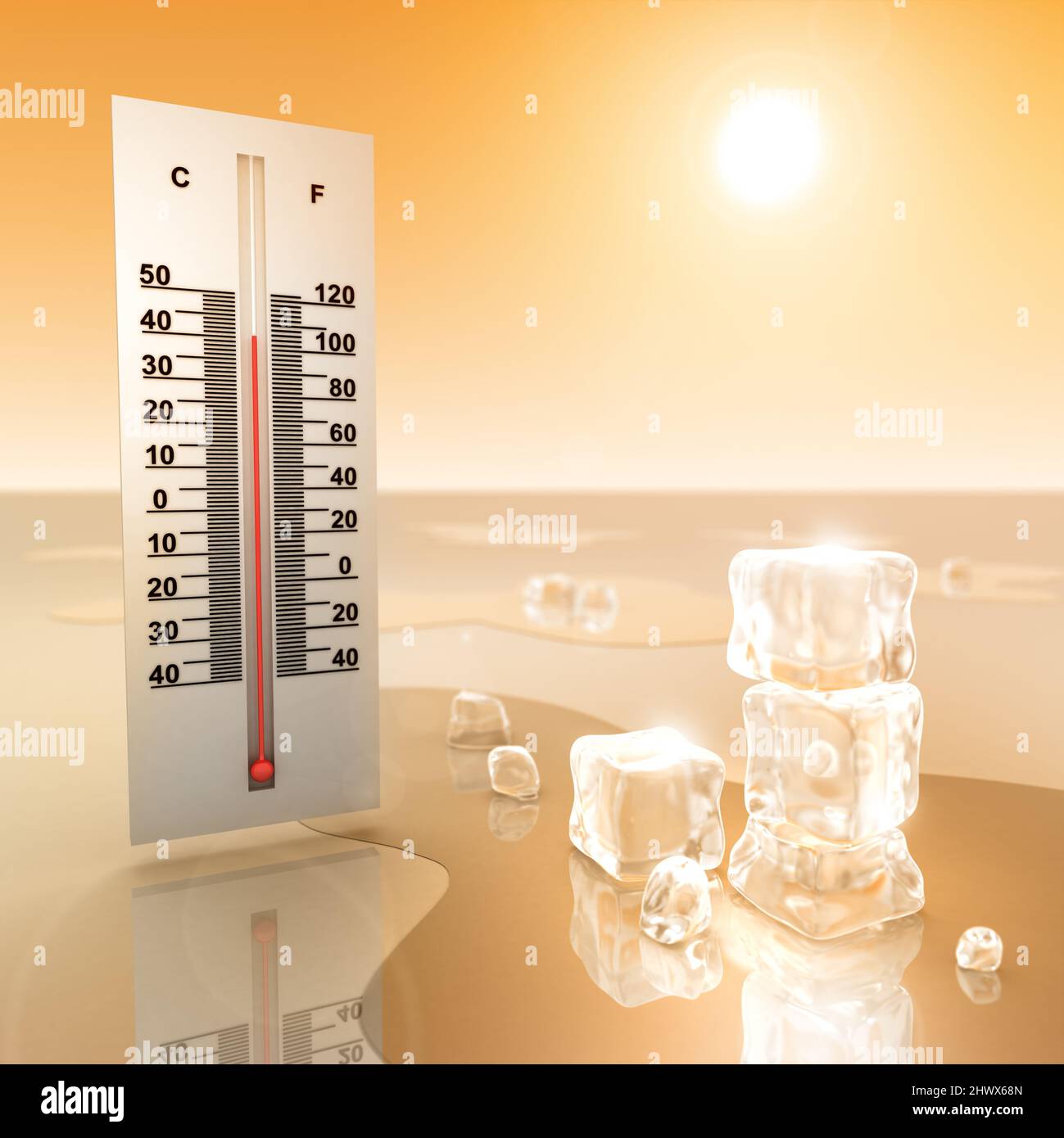 Temperatura di altezza e ghiaccio - 3D rendering Foto Stock