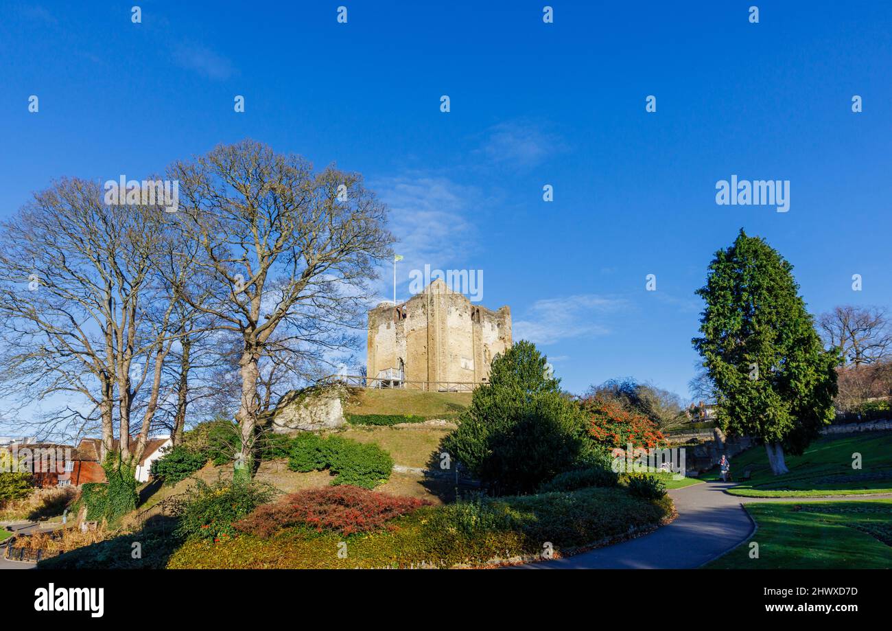 Guildford Castle Keep Great Tower in Guildford Castle Grounds, Guildford, Surrey, Inghilterra sud-orientale Foto Stock