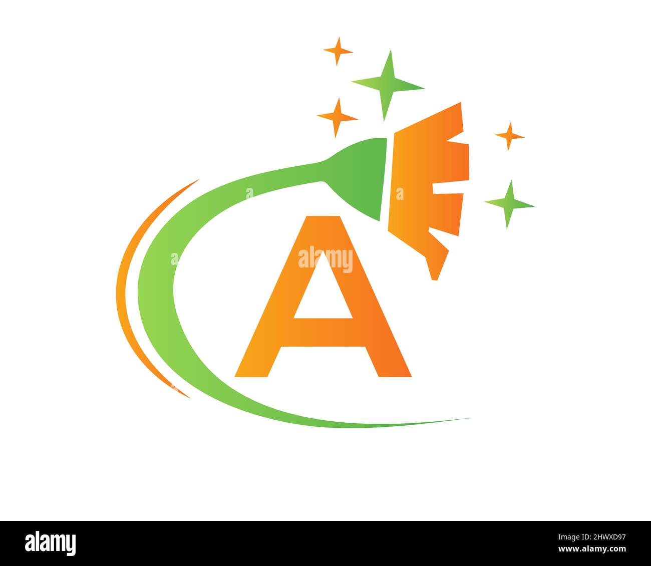 Logo di pulizia con un concetto di lettera. House Clean e logo della camera da letto. Un disegno del logo della Maid della lettera Illustrazione Vettoriale