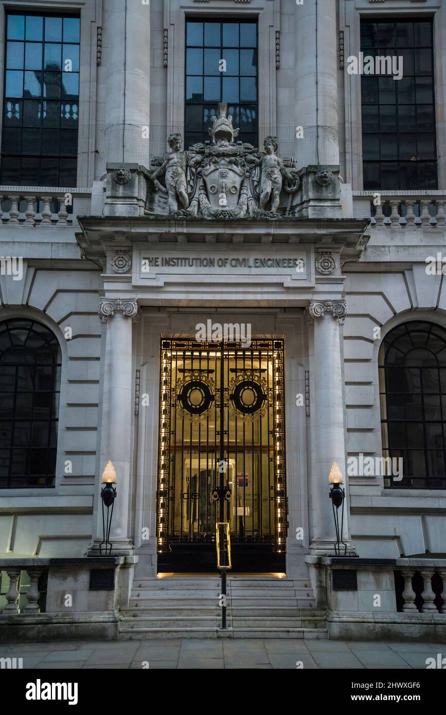 The Institution of Civil Engineers, City of Westminster, Londra, Inghilterra, Regno Unito Foto Stock