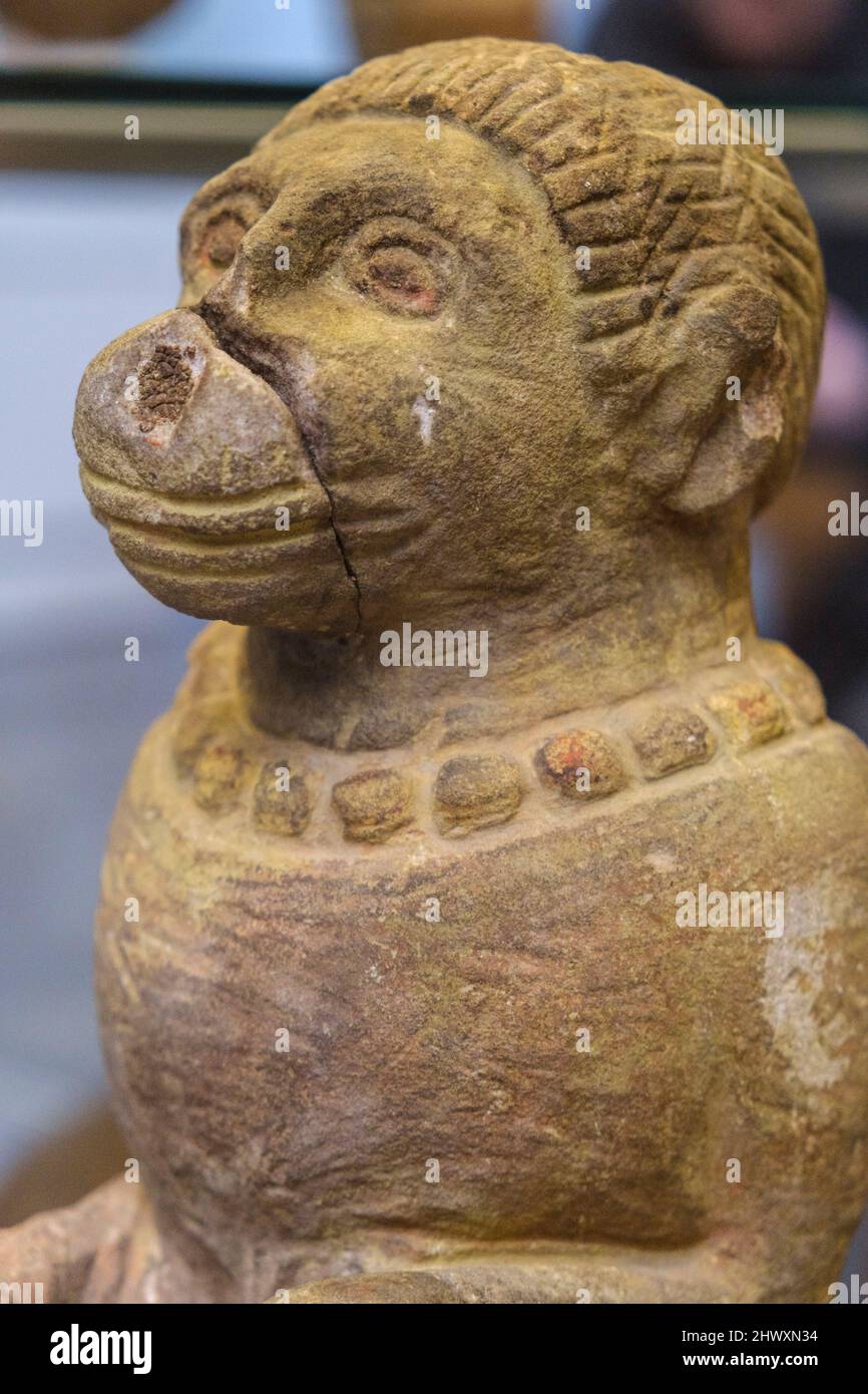 Statua in arenaria di una scimmia, 2nd-3rd secolo d.C., da Faras, British Museum, Londra, Inghilterra, Gran Bretagna Foto Stock