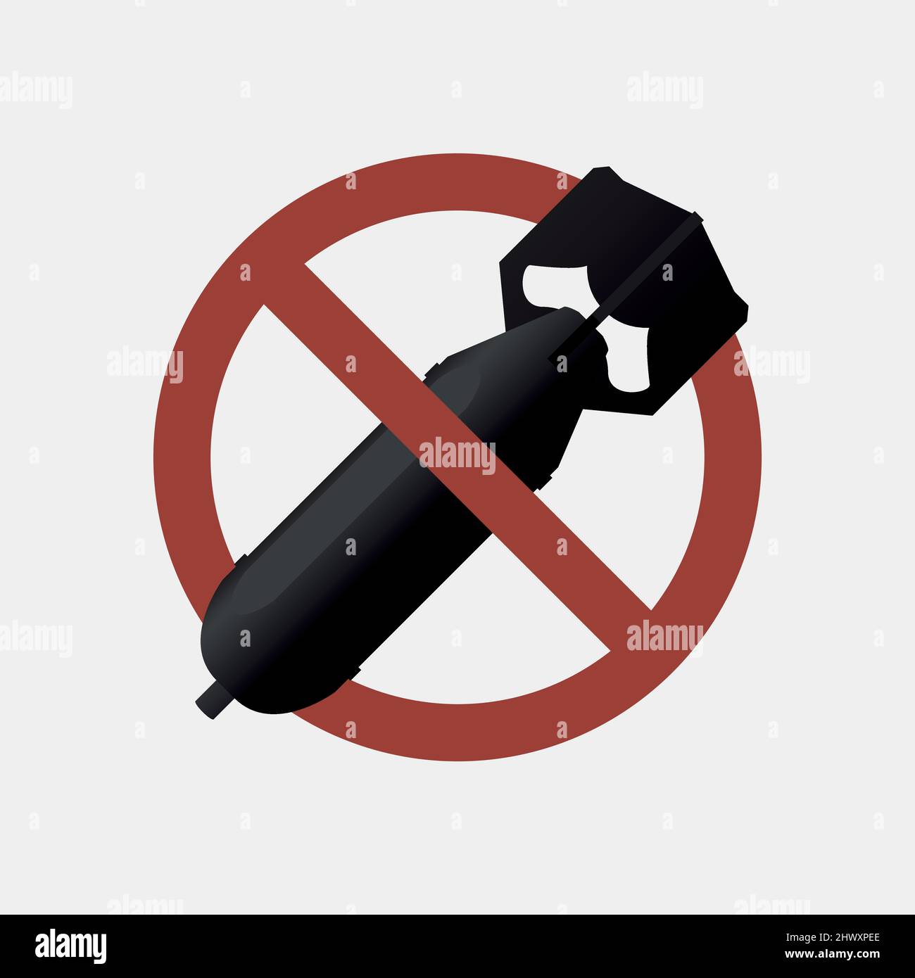 Stop bombardamento, nessun segno bomba, simbolo contro la guerra, illustrazione vettoriale Illustrazione Vettoriale