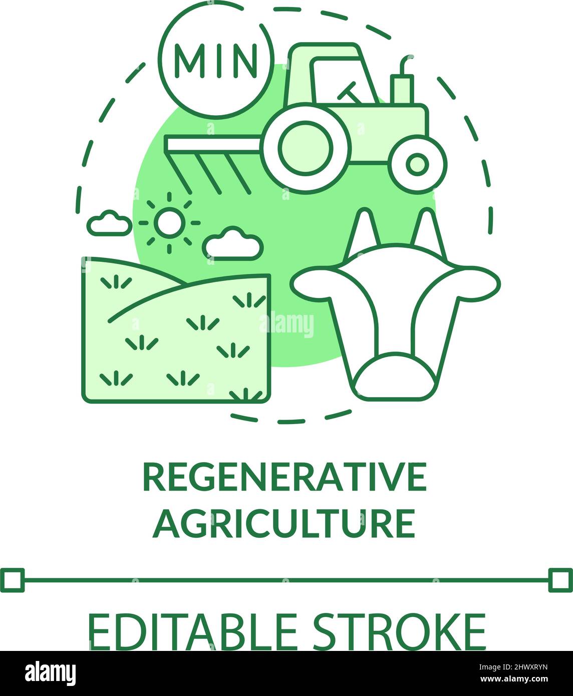 Icona del concetto verde di agricoltura rigenerativa Illustrazione Vettoriale