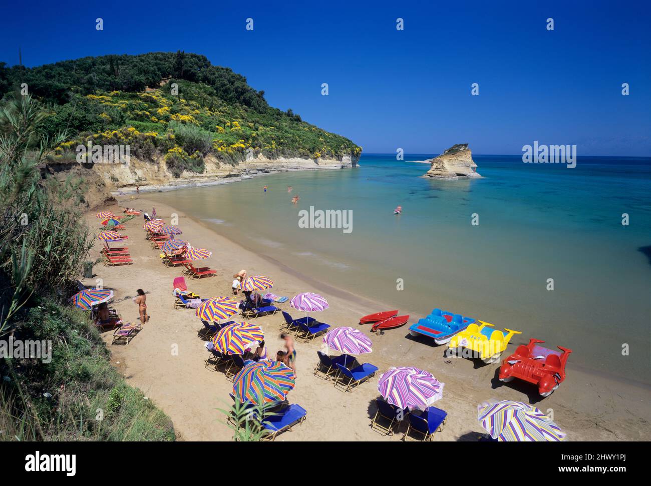 Spiaggia di Apotripiti, Sidari, Corfù, Isole IONIE, Isole Greche, Grecia, Europa Foto Stock