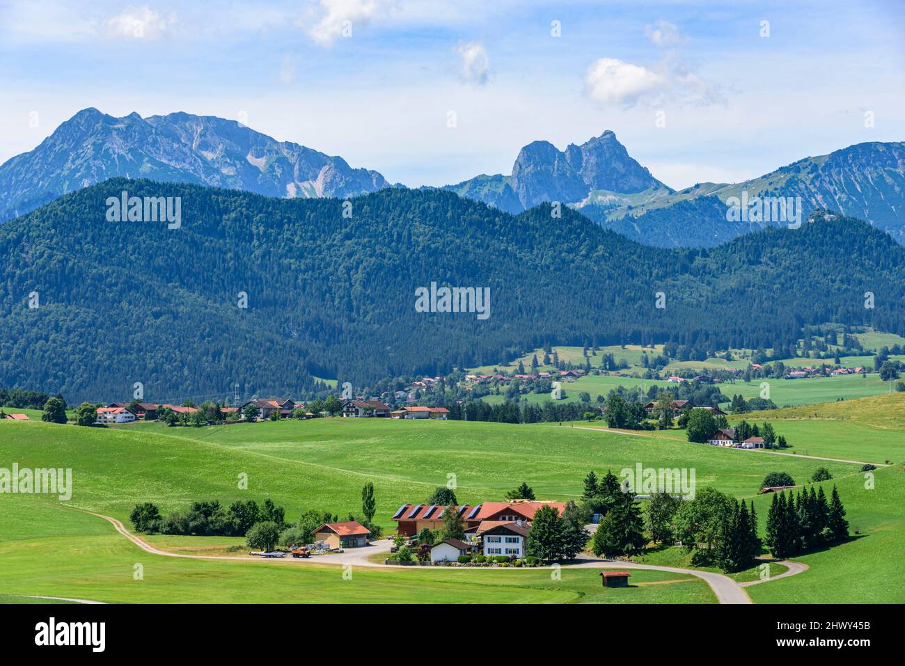 Campagna in Allgäu orientale tra Füssen e Pfronten Foto Stock