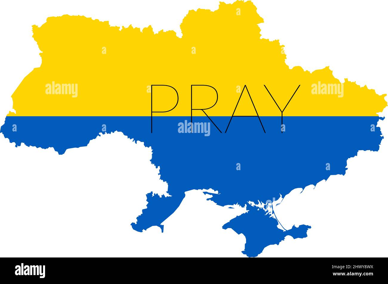Pregate per l'Ucraina illustrazione concettuale con mappa. Testo