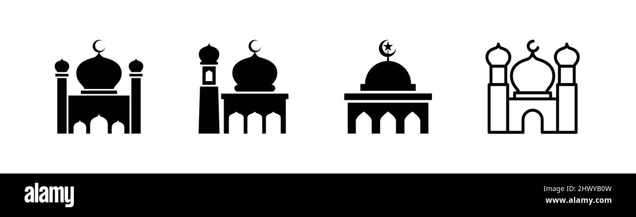 Elemento di design a forma di icona a moschea adatto a siti Web, progetti di stampa o app Illustrazione Vettoriale