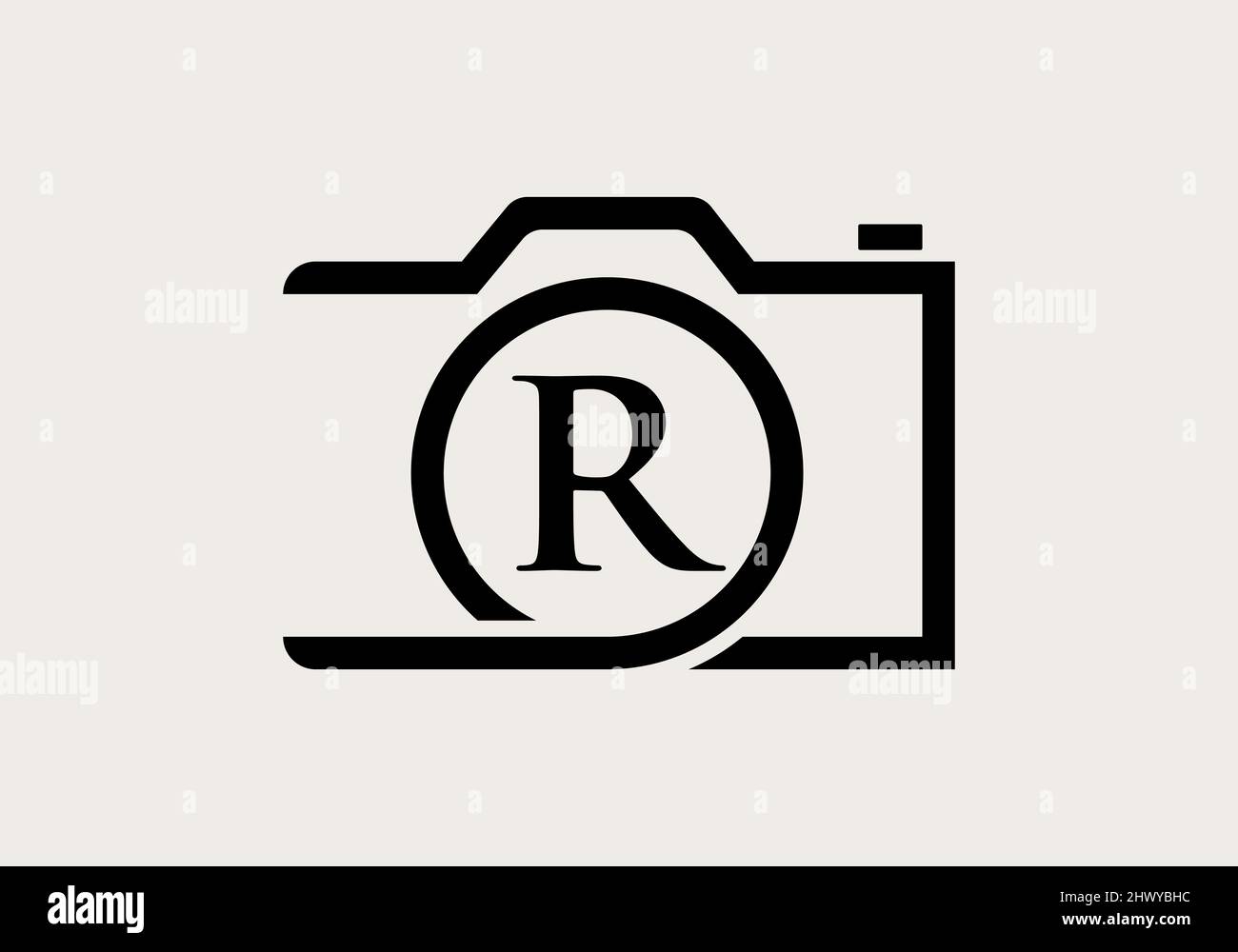 Fotografia Logo Design su lettera R. lettera R Fotografia Logo Design. Logo della fotocamera Design Inspiration, modello fotografico Illustrazione Vettoriale