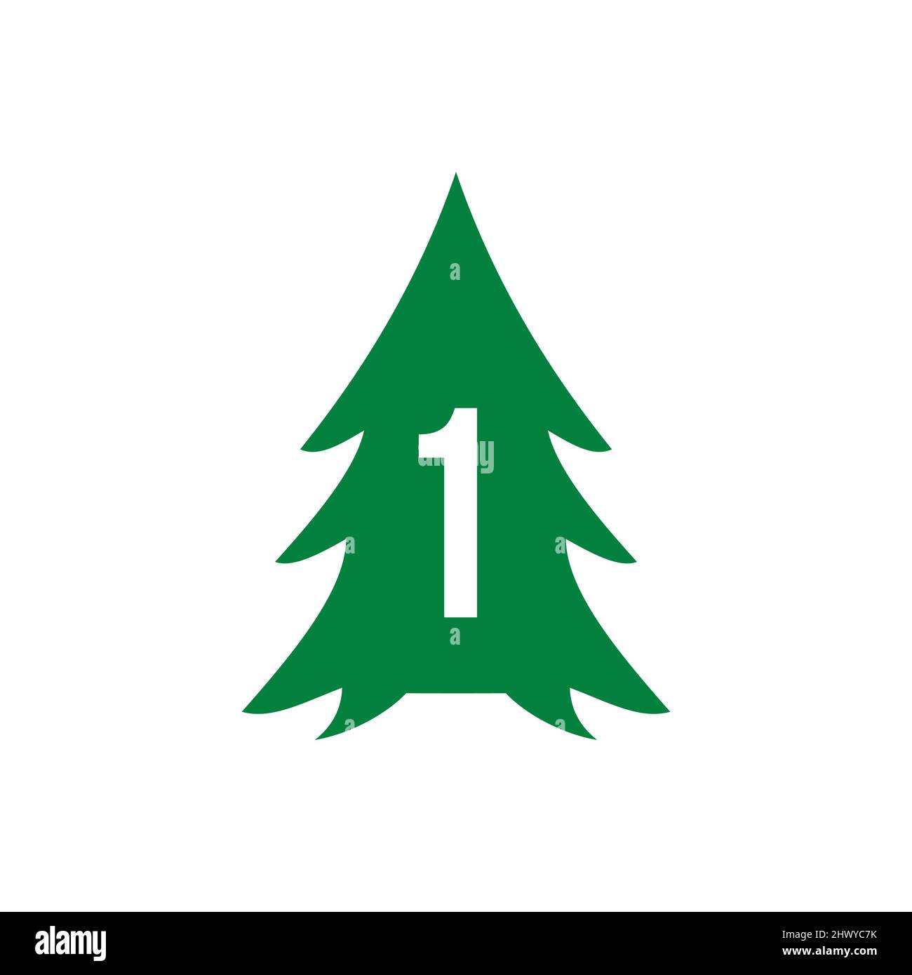 Disegno del logo di Pine Tree su modello Letter 1. Pine Tree Hotel Resort Wood Park Logo Design Illustrazione Vettoriale