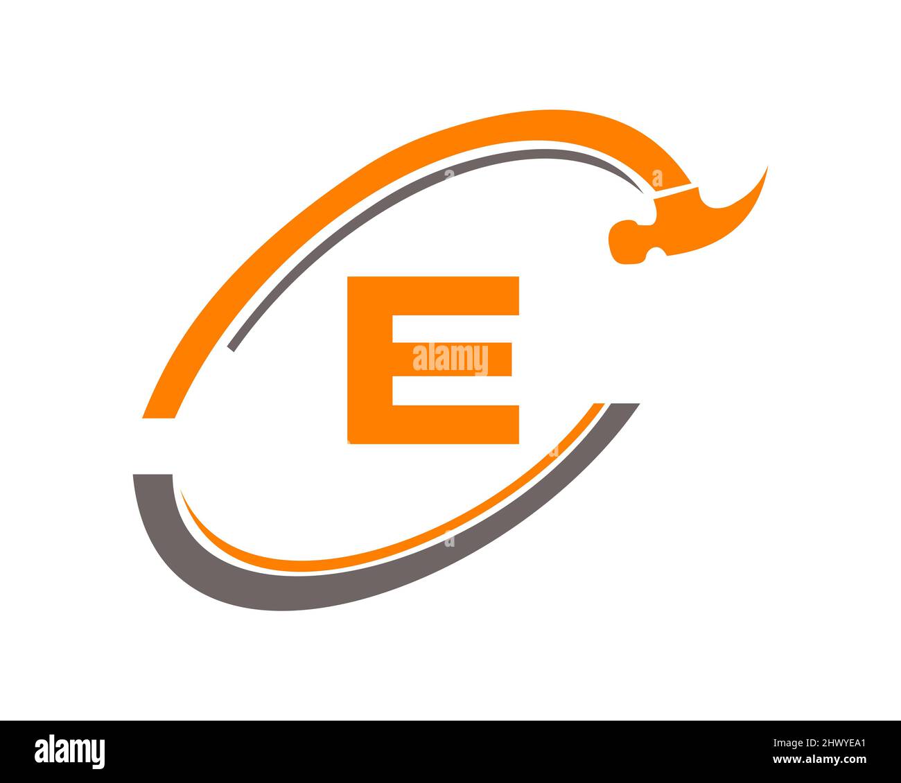 Logo Home Repair con vettore lettera E. Logo Home Construction con e lettera di riparazione concetto Illustrazione Vettoriale