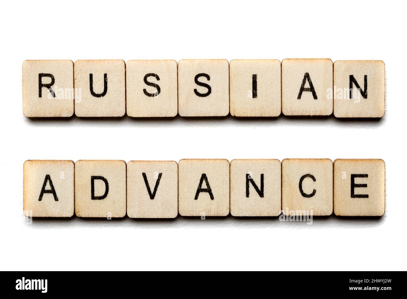Concetto sulla guerra in Ucraina che mostra un segno di lettura avanzamento russo Foto Stock
