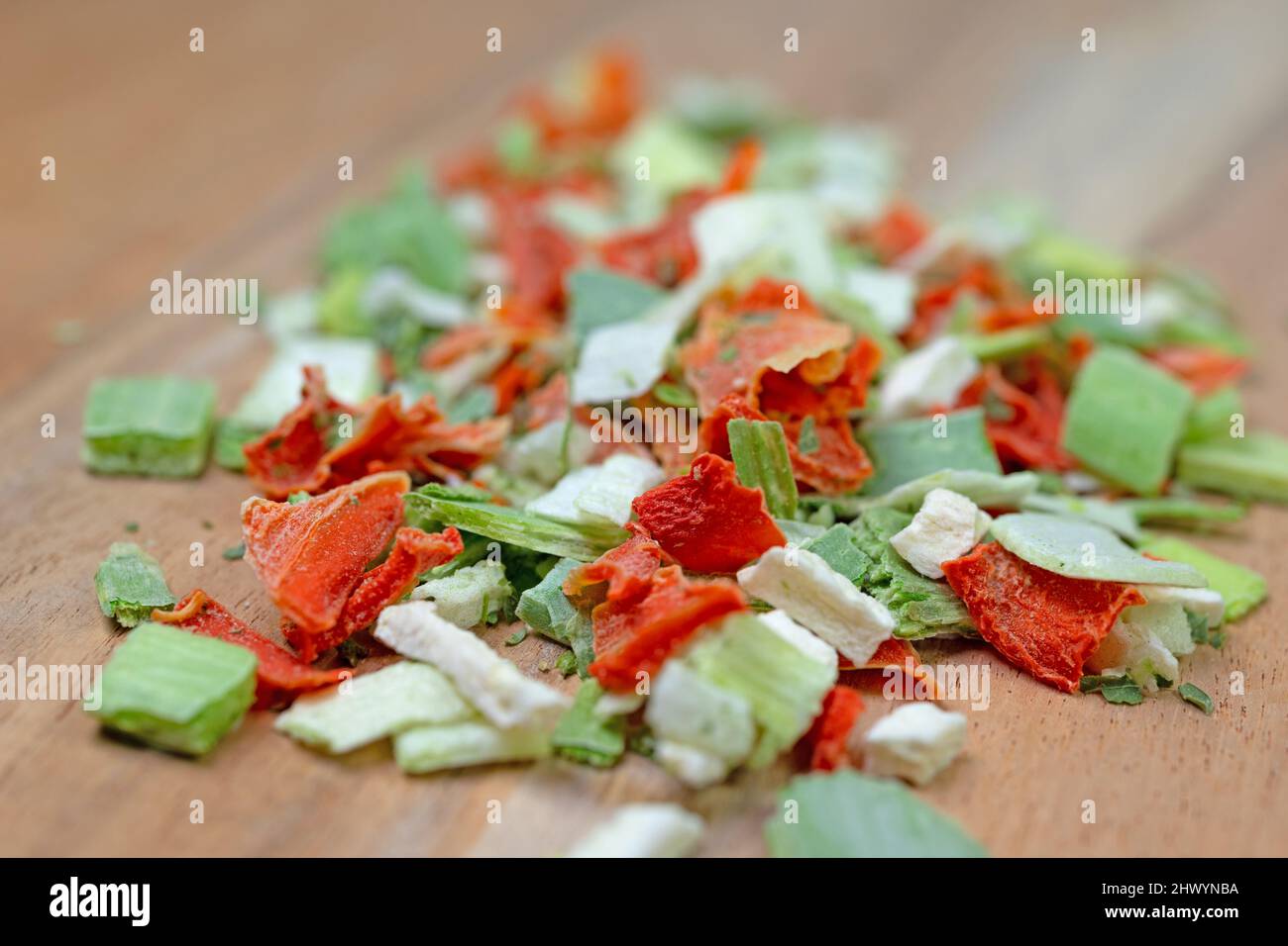 Zuppa di verdure essiccate in un primo piano Foto Stock