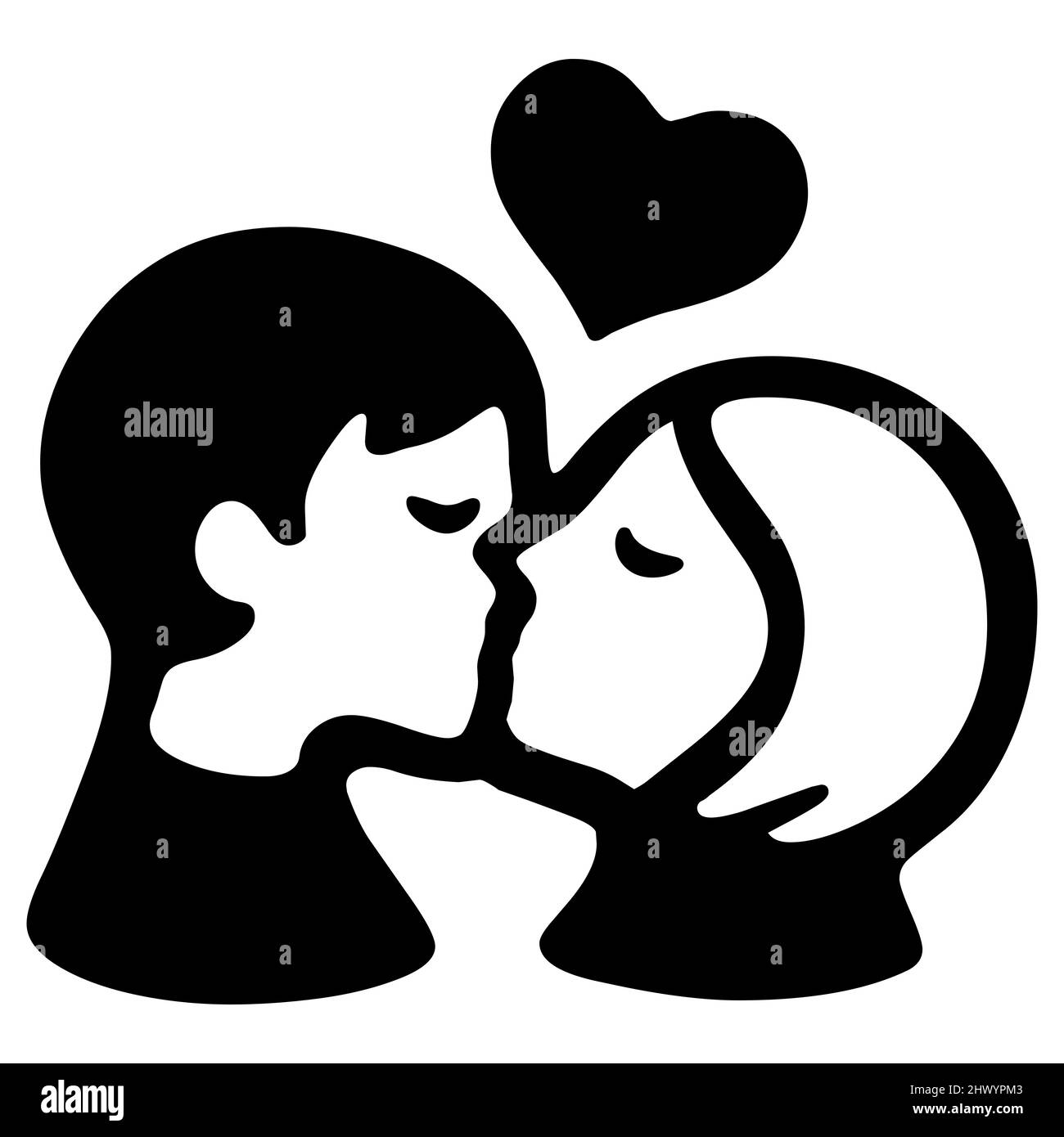 Amorevole coppia baciare icona simbolo Foto Stock