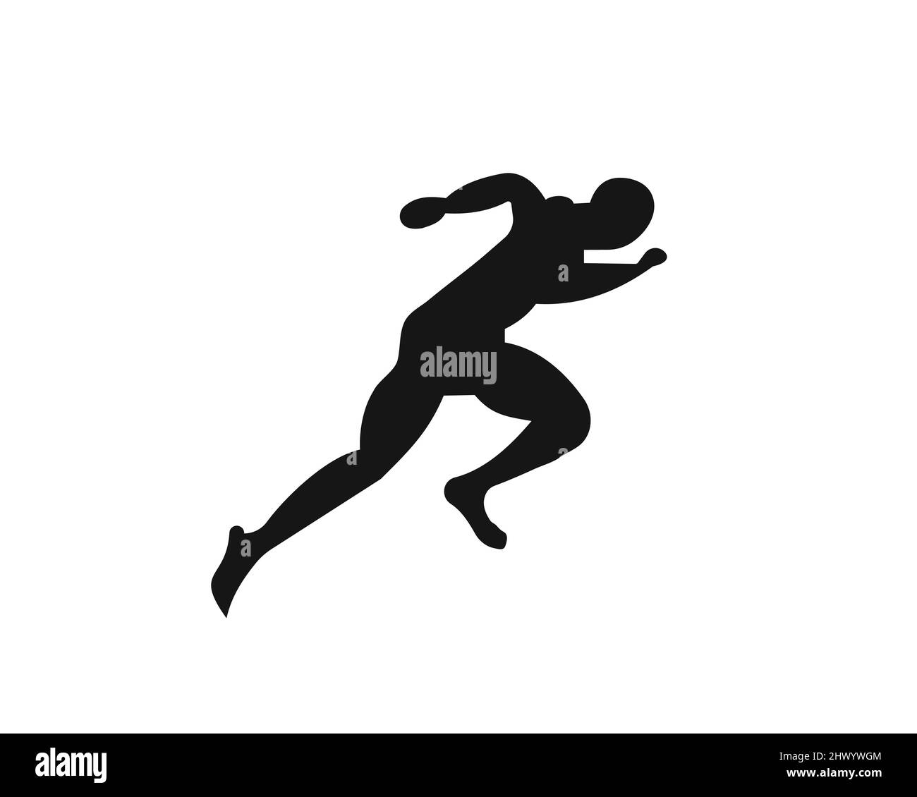 Vista frontale Sport Running Man. Modello con logo Silhouette uomo running per maratona, modello, club running o logo Sports Club Illustrazione Vettoriale