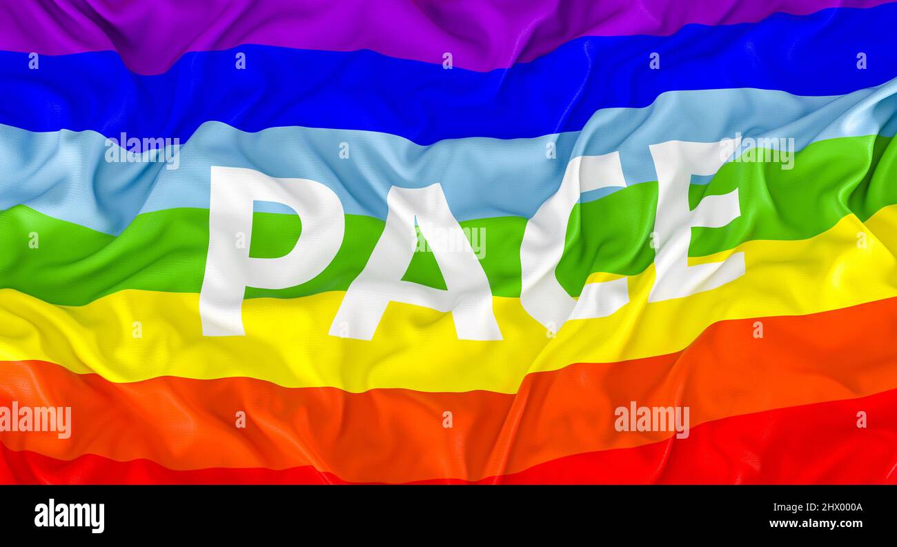 bandiera arcobaleno di pace. 3d rendering Foto Stock