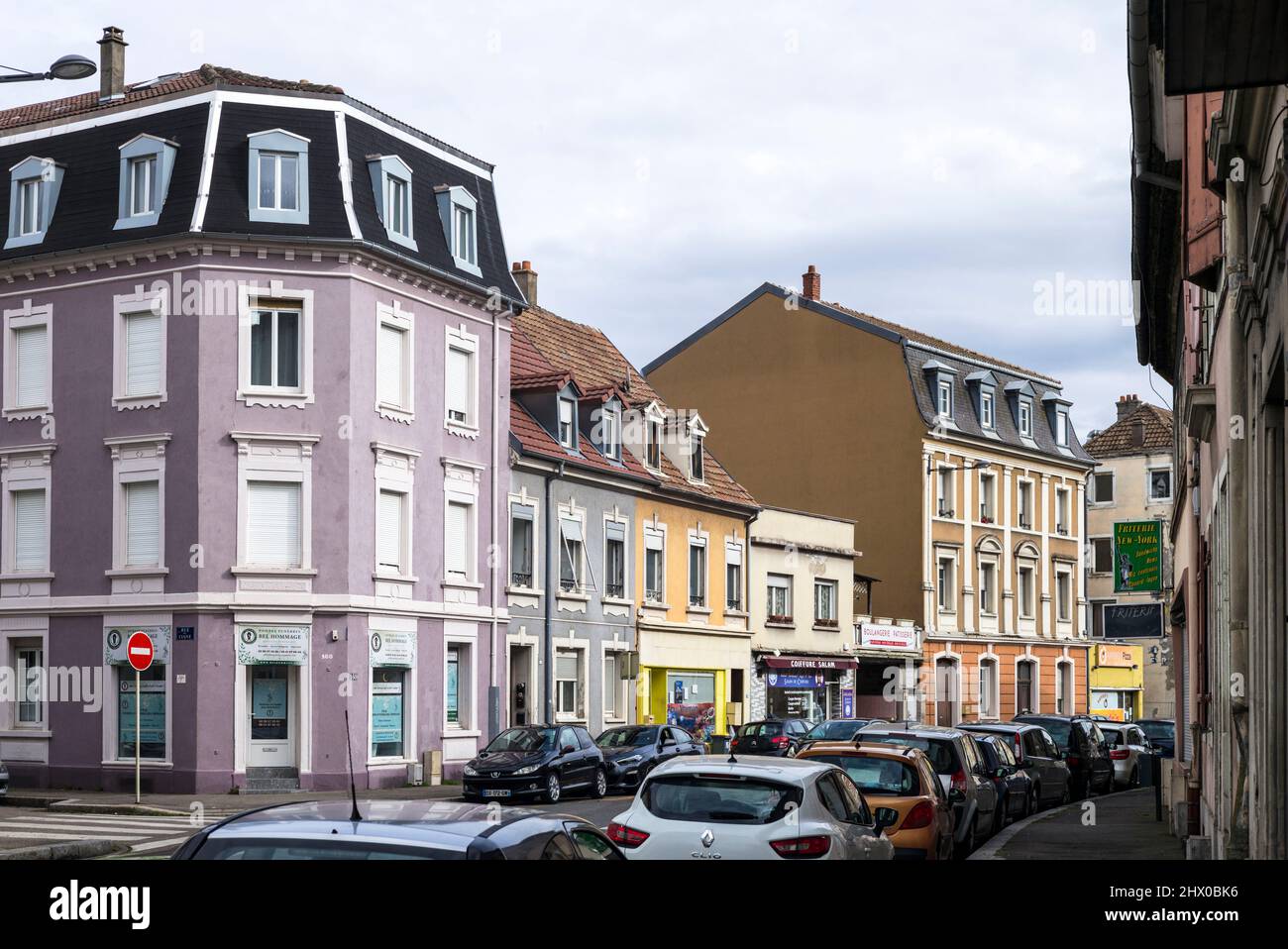 Mulhouse/Francia: Quartiere popolare intorno al centro della città Foto Stock