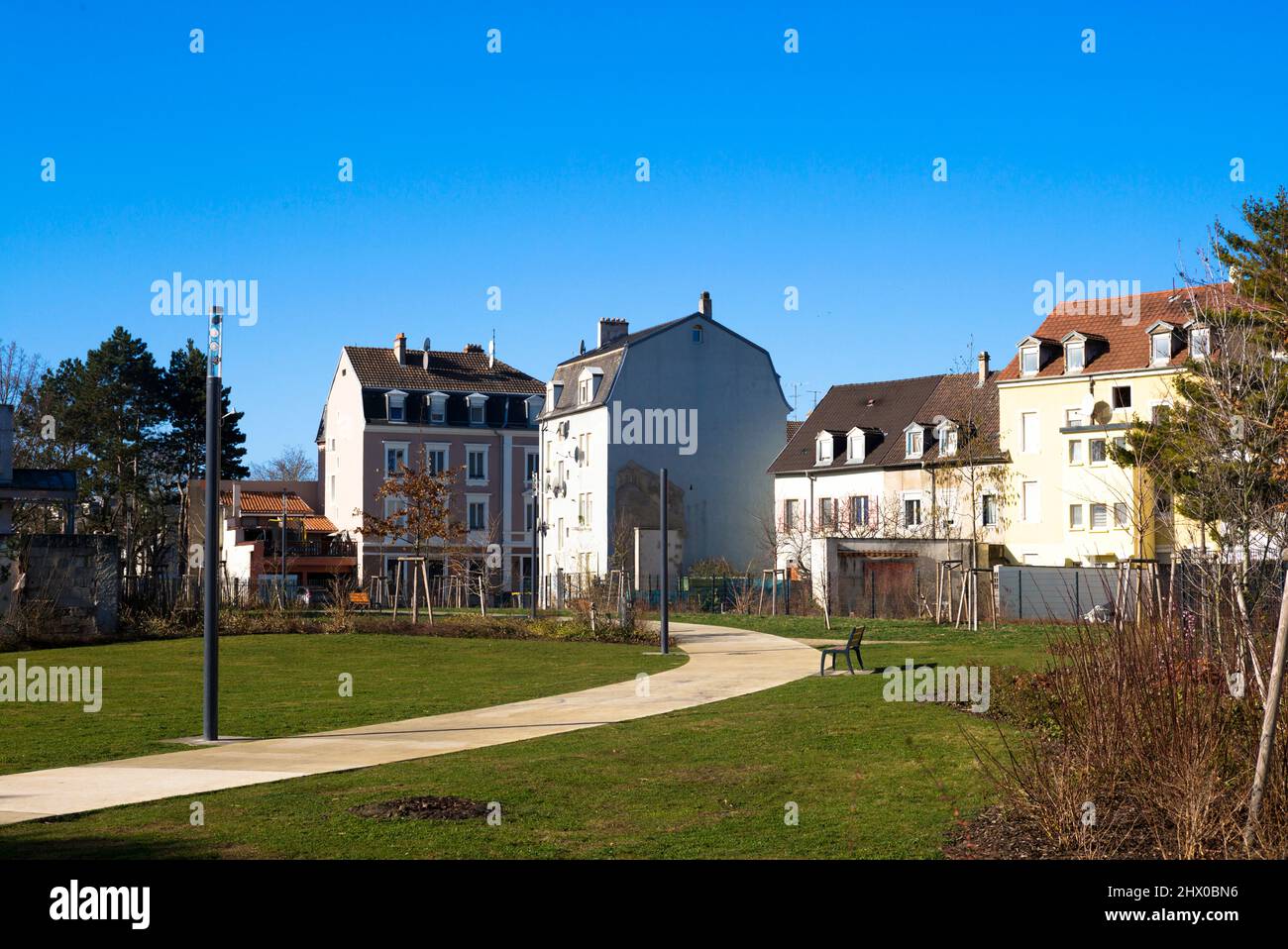 Mulhouse/Francia: Quartiere popolare intorno a Jardin de l'Automne Foto Stock