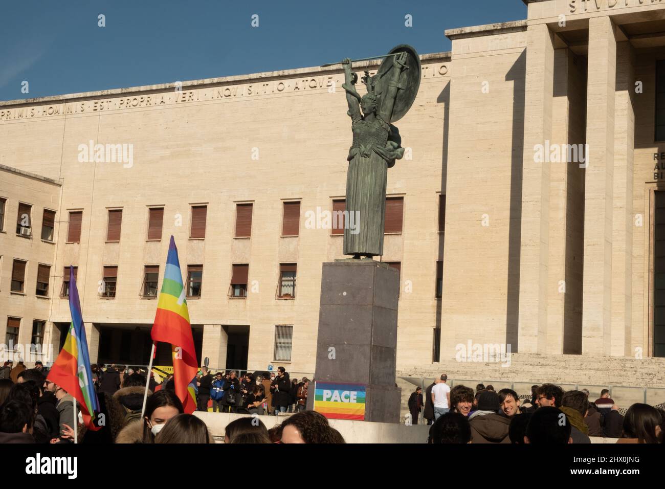 Manifestazione per la pace Università 'Sapienza' di Roma Foto Stock