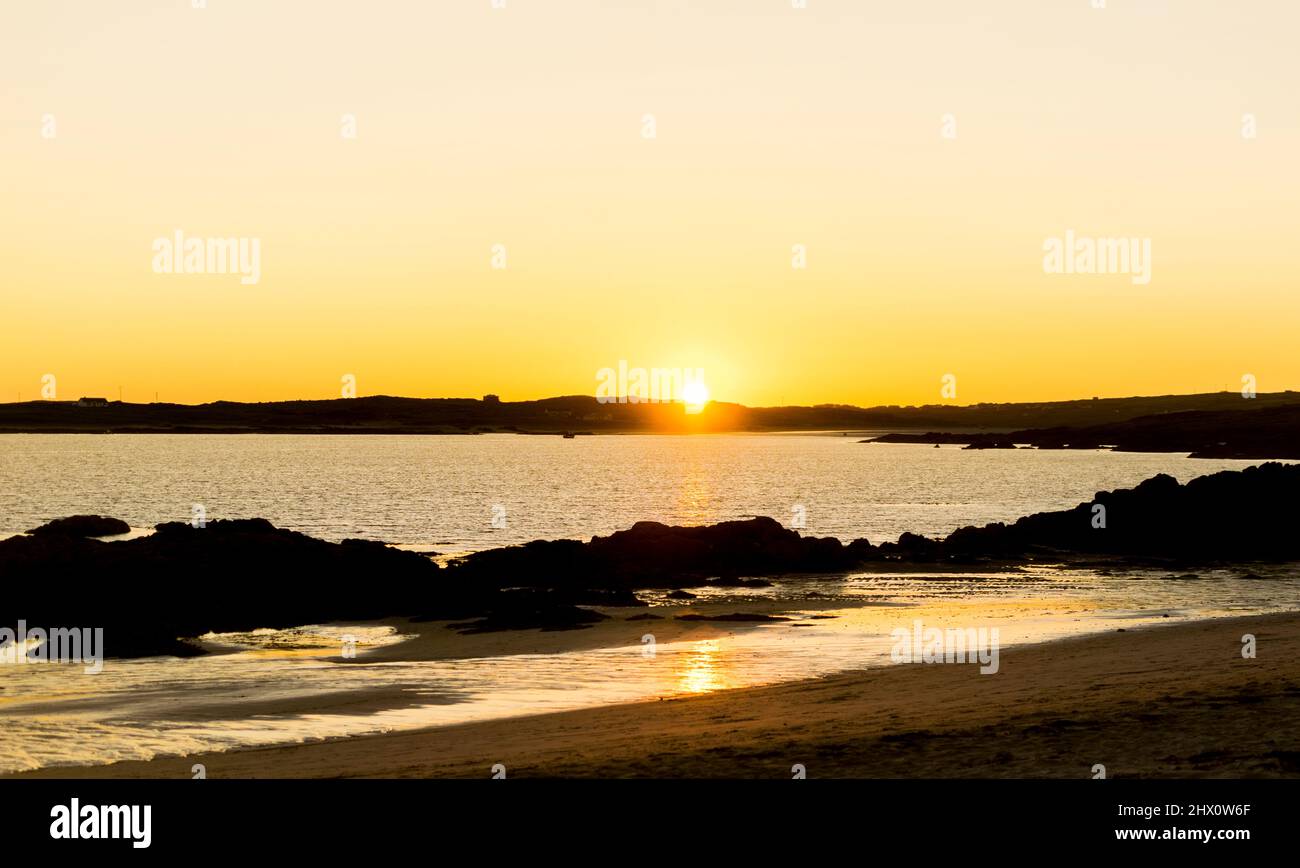 Tramonto a Clifden Eco Beach Foto Stock