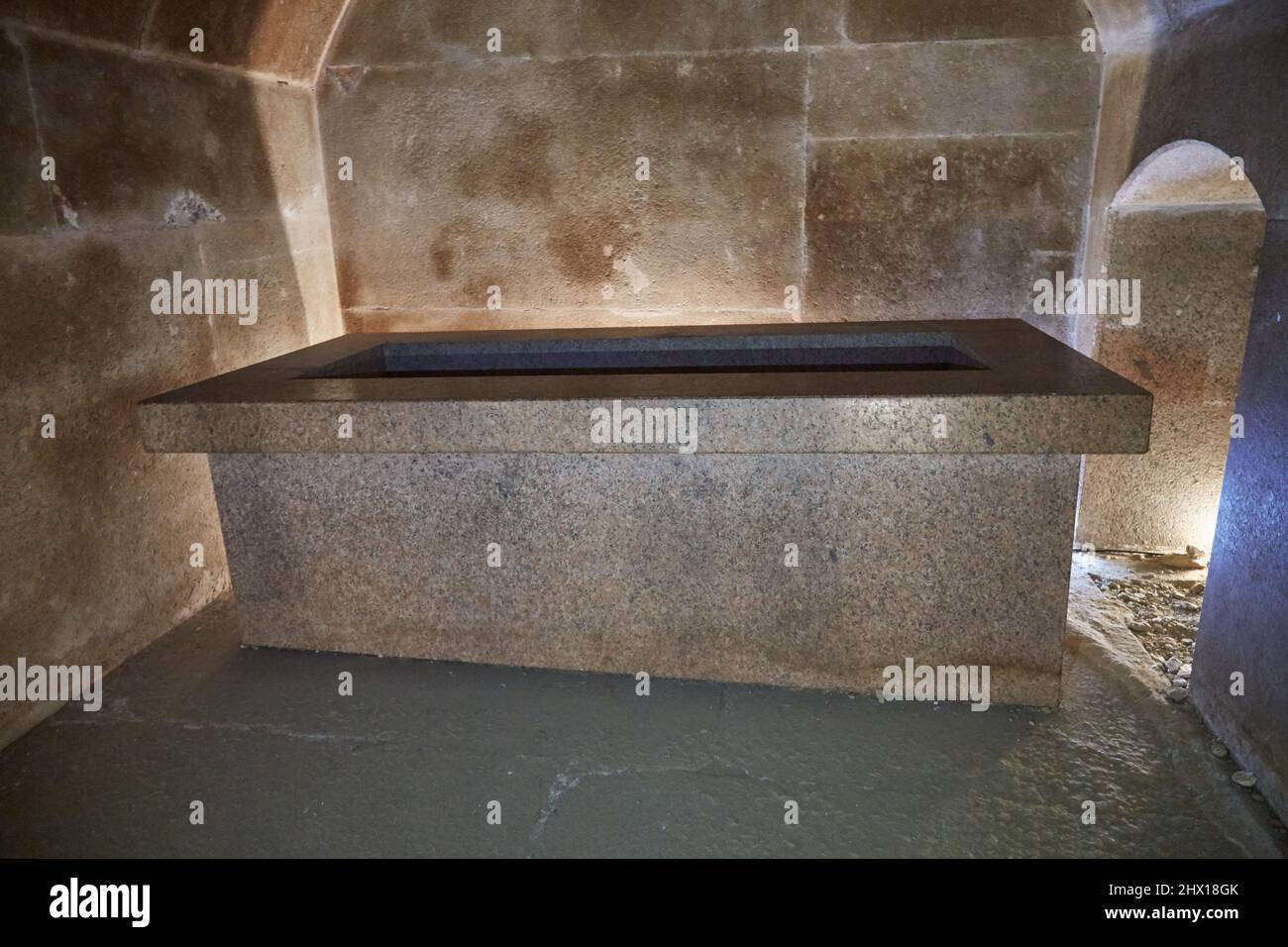 Il sarcofago di granito di precisione alla Piramide di El Lahun Foto Stock