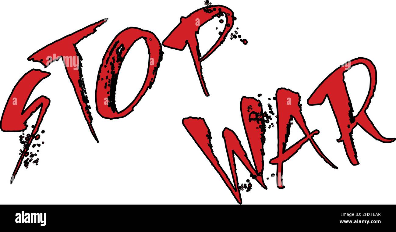 stop war testo segno illustrationon sfondo bianco Illustrazione Vettoriale