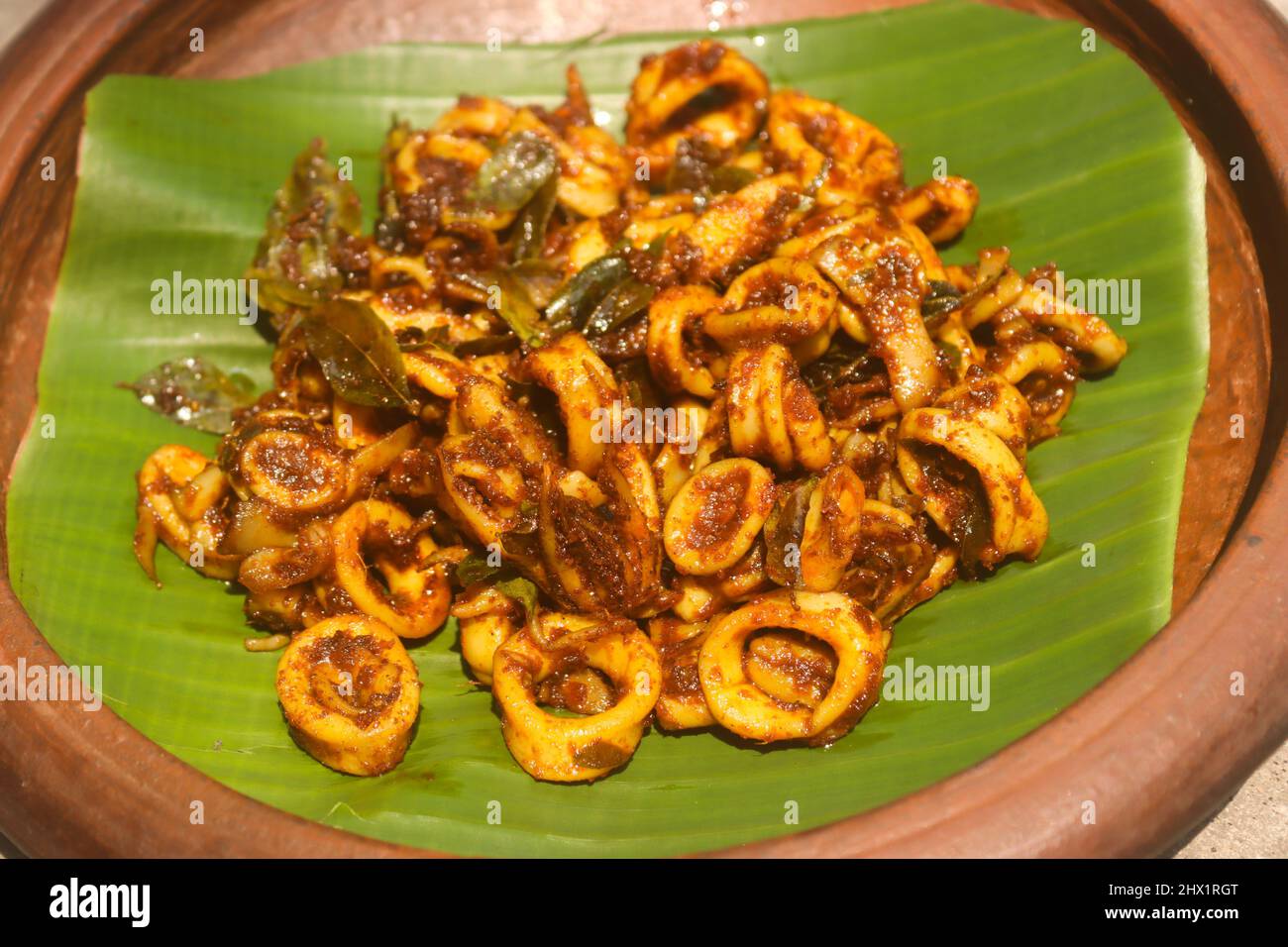 Squid fry stock immagini squid anelli Foto Stock