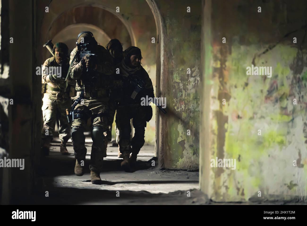 Banda militare per combattere i sospetti di terrorismo . Foto di alta qualità Foto Stock