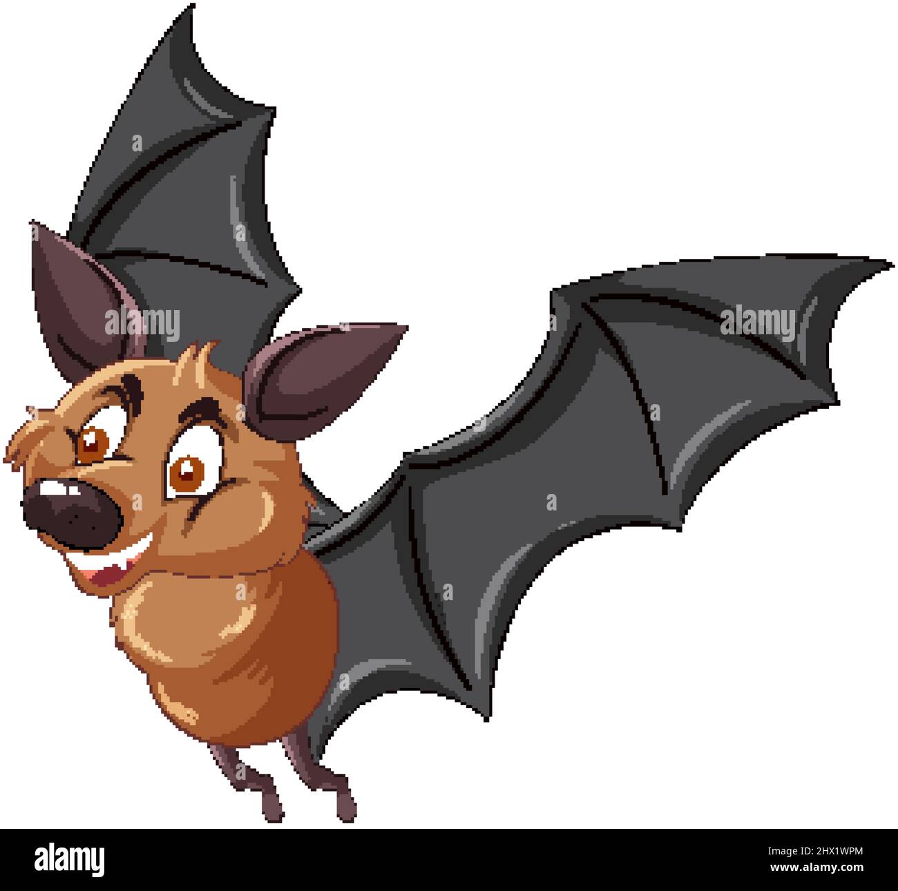 Personaggio marrone del cartoon BAT su sfondo bianco Illustrazione Vettoriale