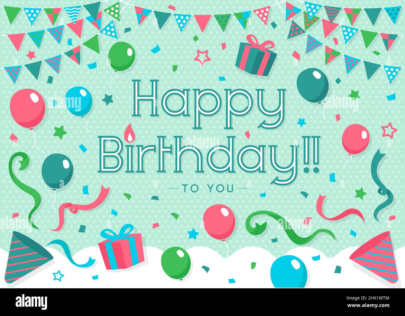 Felice compleanno biglietto di auguri illustrazione vettoriale Illustrazione Vettoriale