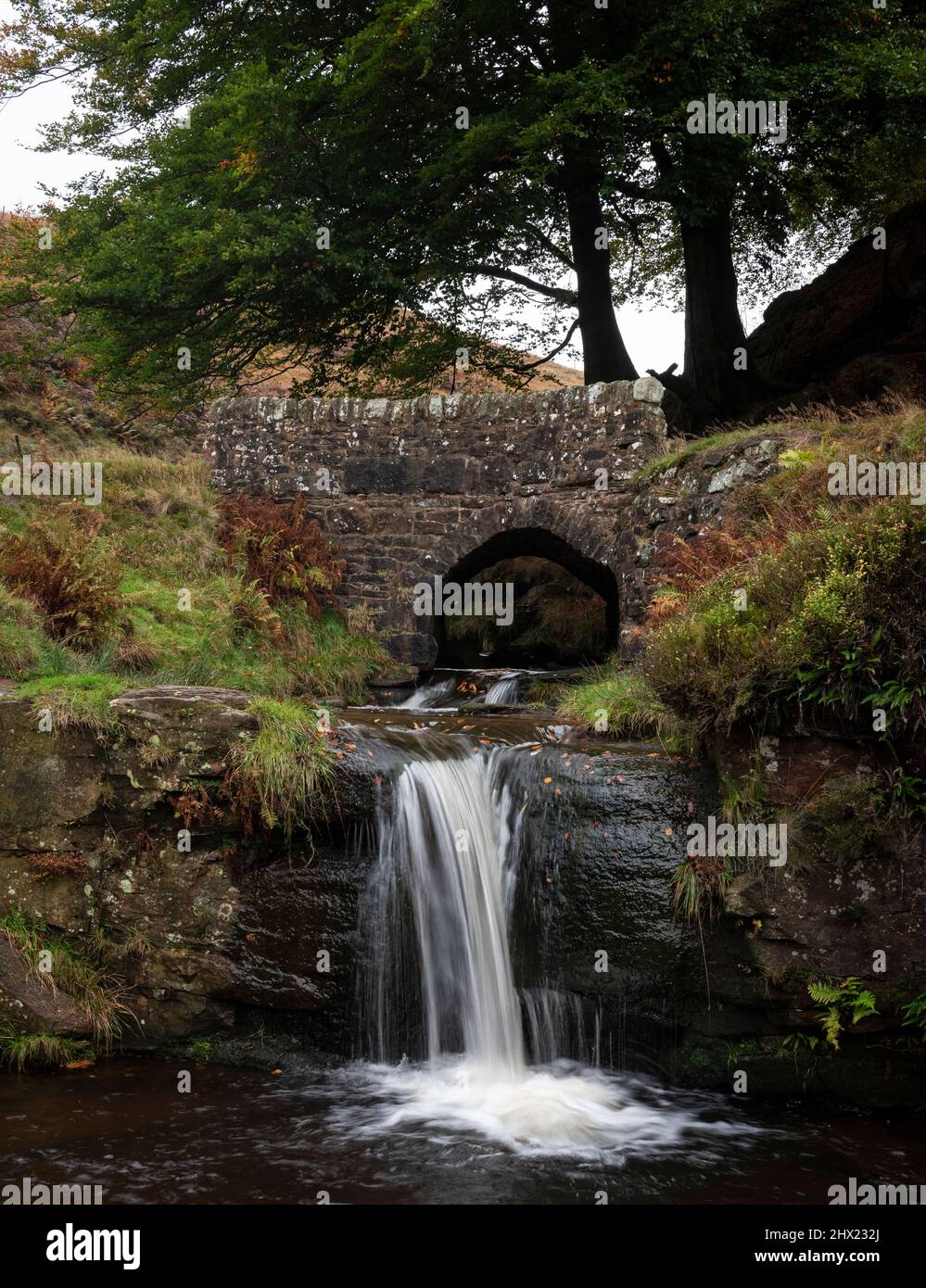 Three Shires Head, Ax Edge Moor, dove si incontrano Cheshire, Derbyshire e Staffordshire, Inghilterra, Regno Unito Foto Stock