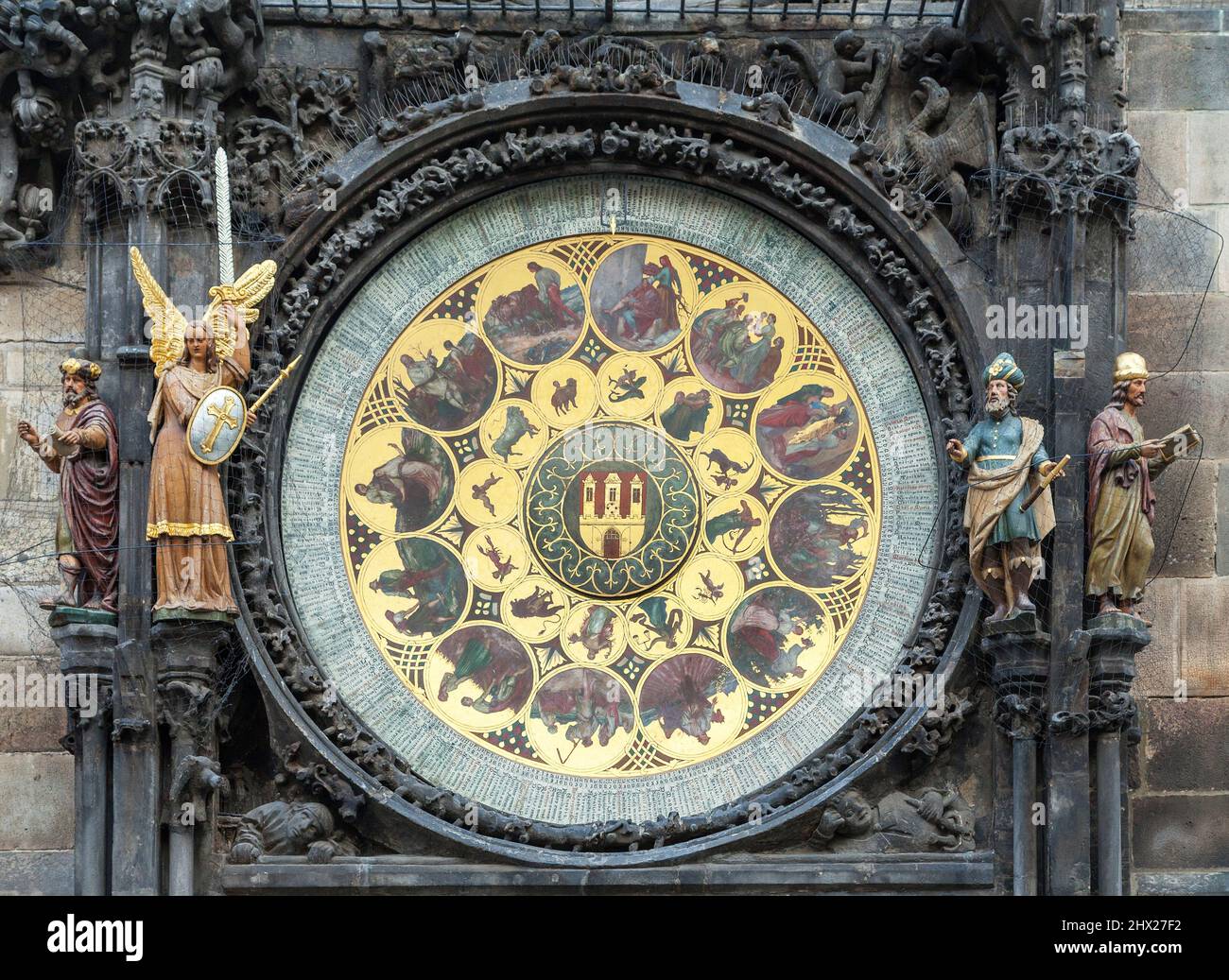 Orologio astronomico medievale a Praga Foto Stock