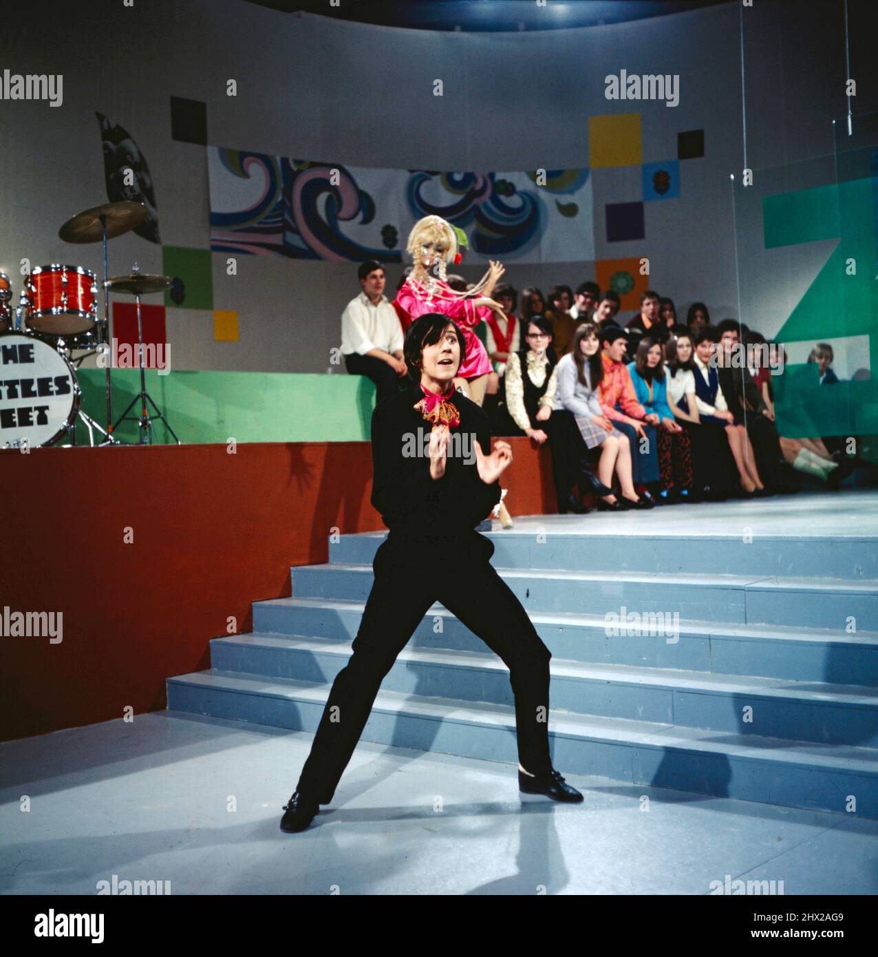 4-3-2-1 Hot and Sweet, ZDF Musiksendung, moderatore: Ilja Richter, 1970. 4-3-2-1 Hot and Sweet, programma di musica TV ZDF, presentatore: Ilja Richter, 1970. Foto Stock