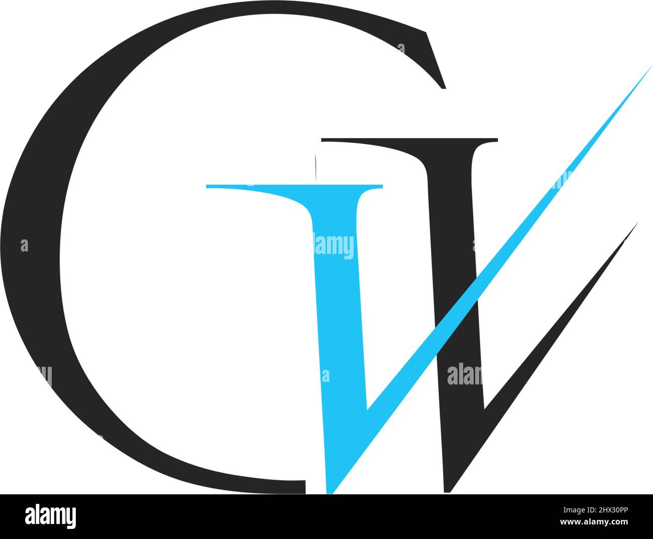 Le iniziali GW logo semplice e moderno Illustrazione Vettoriale